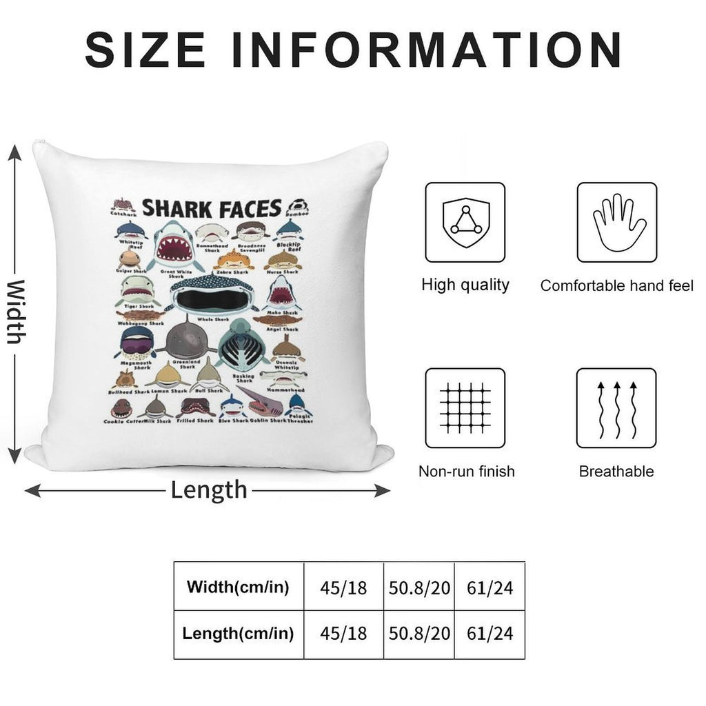 Types Of Shark Identification - Shark Faces - Shark Heart Soft Ultra-Soft Texture Throw Pillow