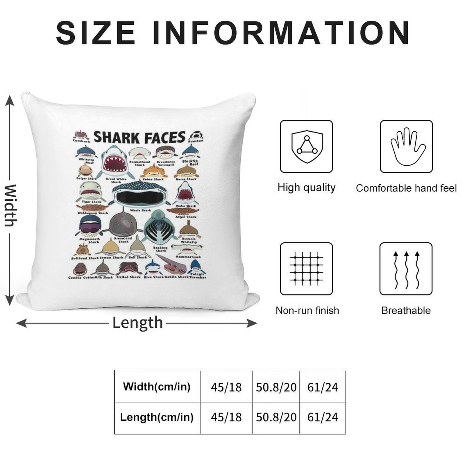 Types Of Shark Identification - Shark Faces - Shark Heart Soft Ultra-Soft Texture Throw Pillow