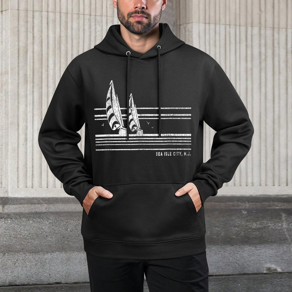 Sea Isle City NJ Vintage Sailing 70s Nautical Sailboat Shrink-Resistant Hoodie