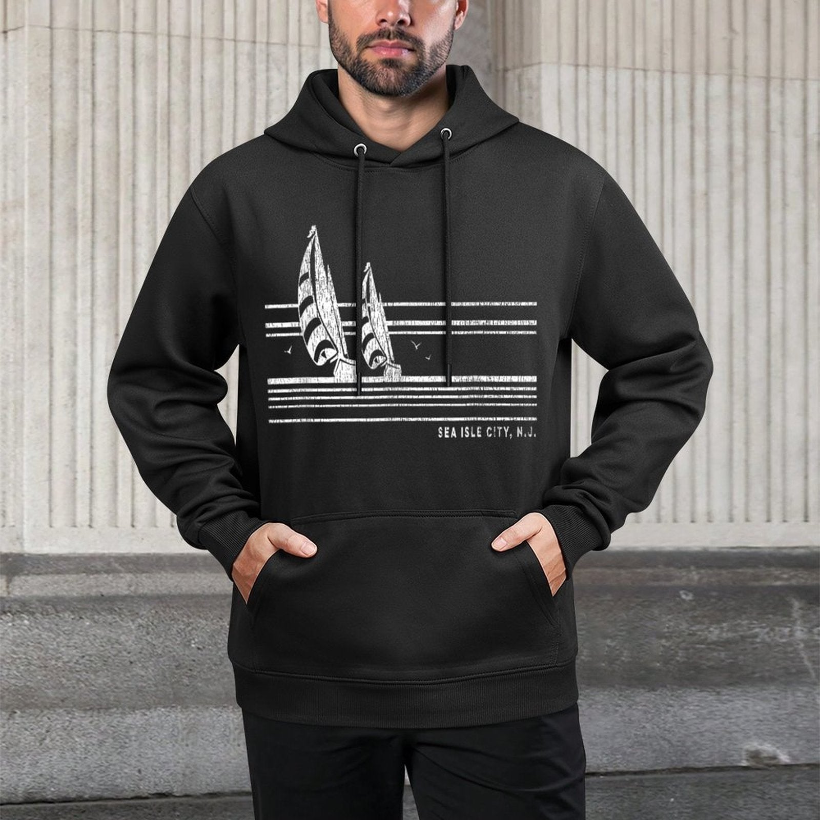Sea Isle City NJ Vintage Sailing 70s Nautical Sailboat Shrink-Resistant Hoodie
