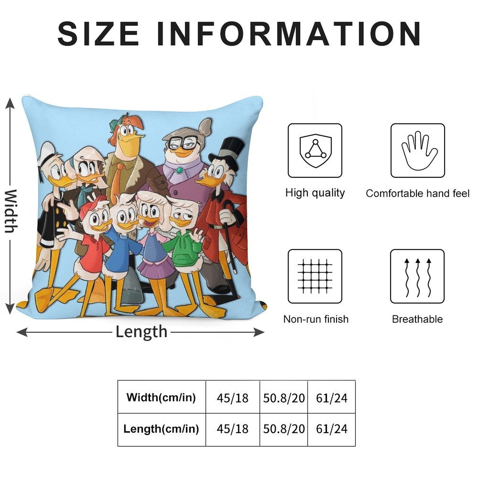 Clan McDuck Soft Hidden Zipper Throw Pillow