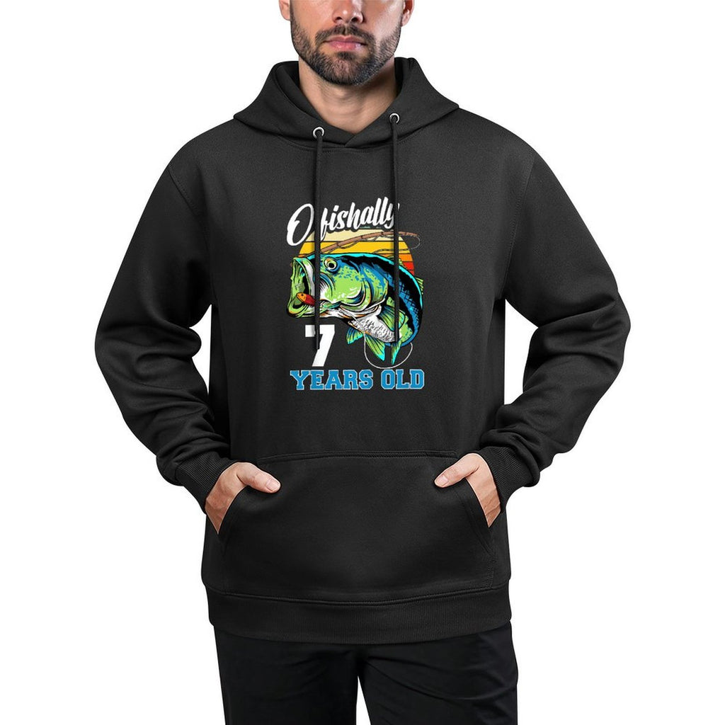 Kids Ofishally 7 Years Old Fisherman 7th Birthday Fishing Shrink-Resistant Hoodie