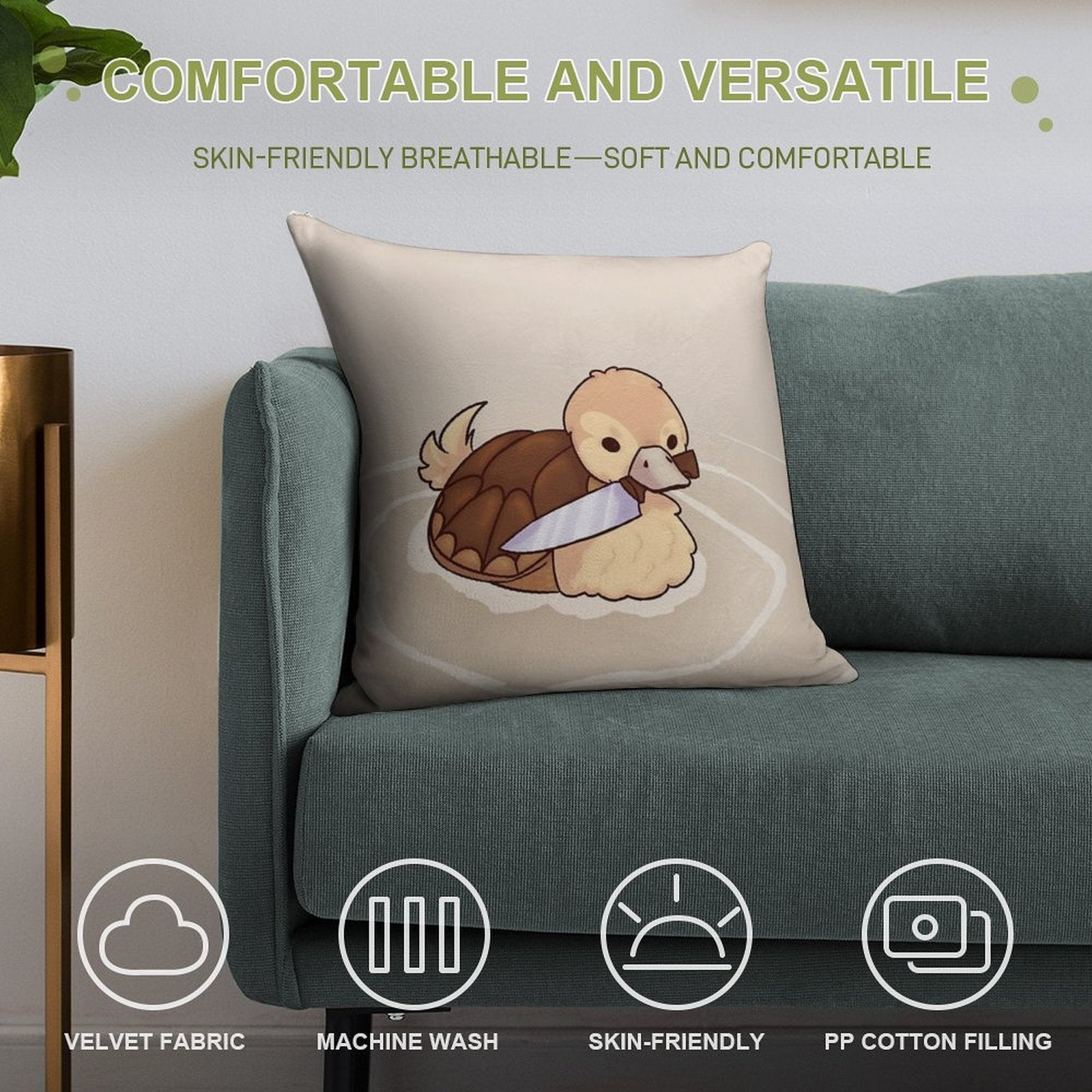 ATLA Turtle Duck with Knife Soft Gift Ready Throw Pillow