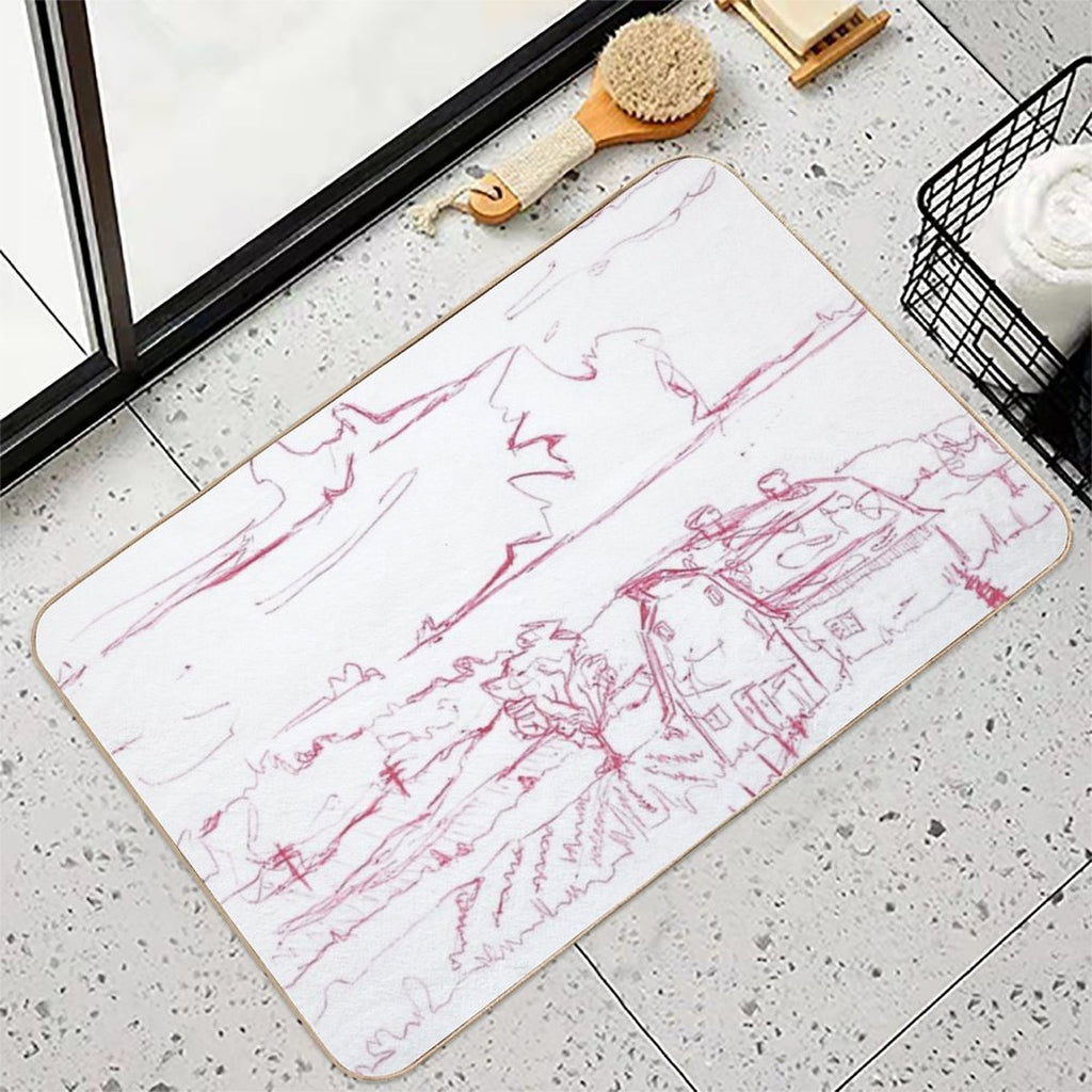 Farm House in Valleys  Non-Slip Bath Mat