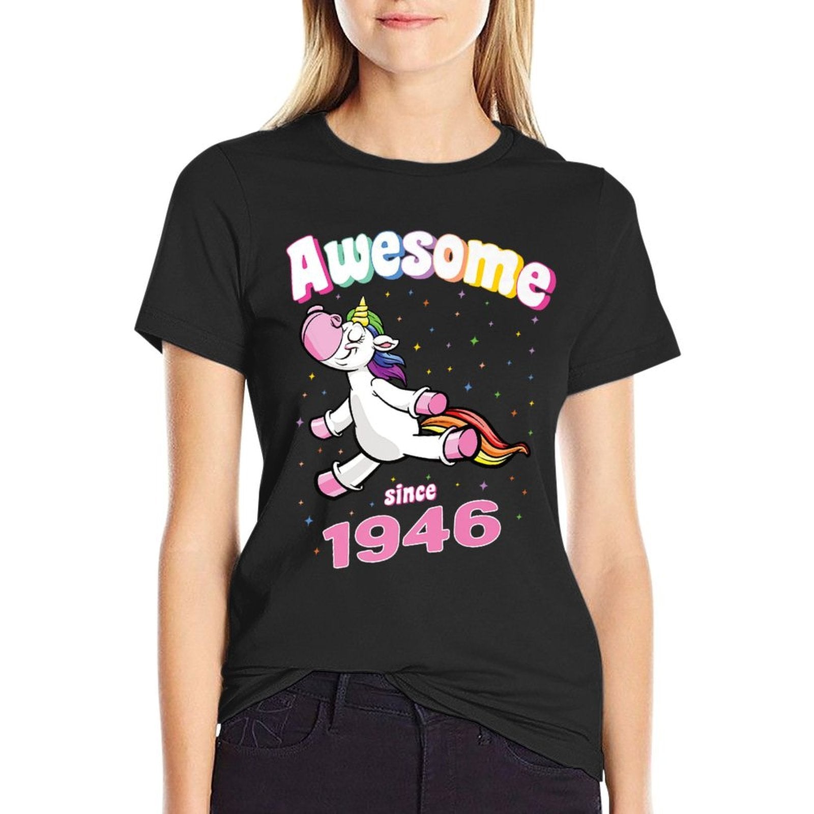 Awesome Since 1946 Funny Unicorn Birthday Retro Premium  Durable T-Shirt