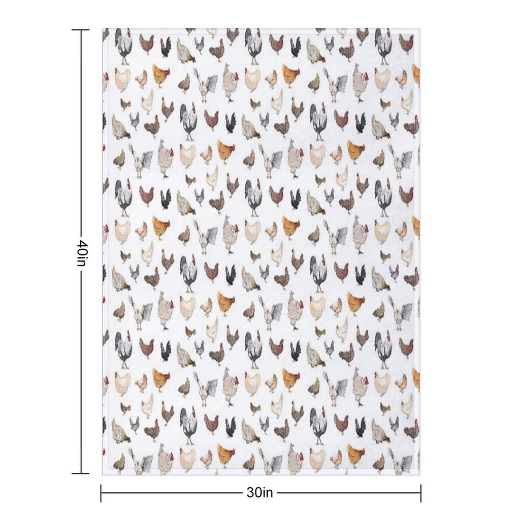 Chicken Happy Print on White Background Durable Throw Blanket