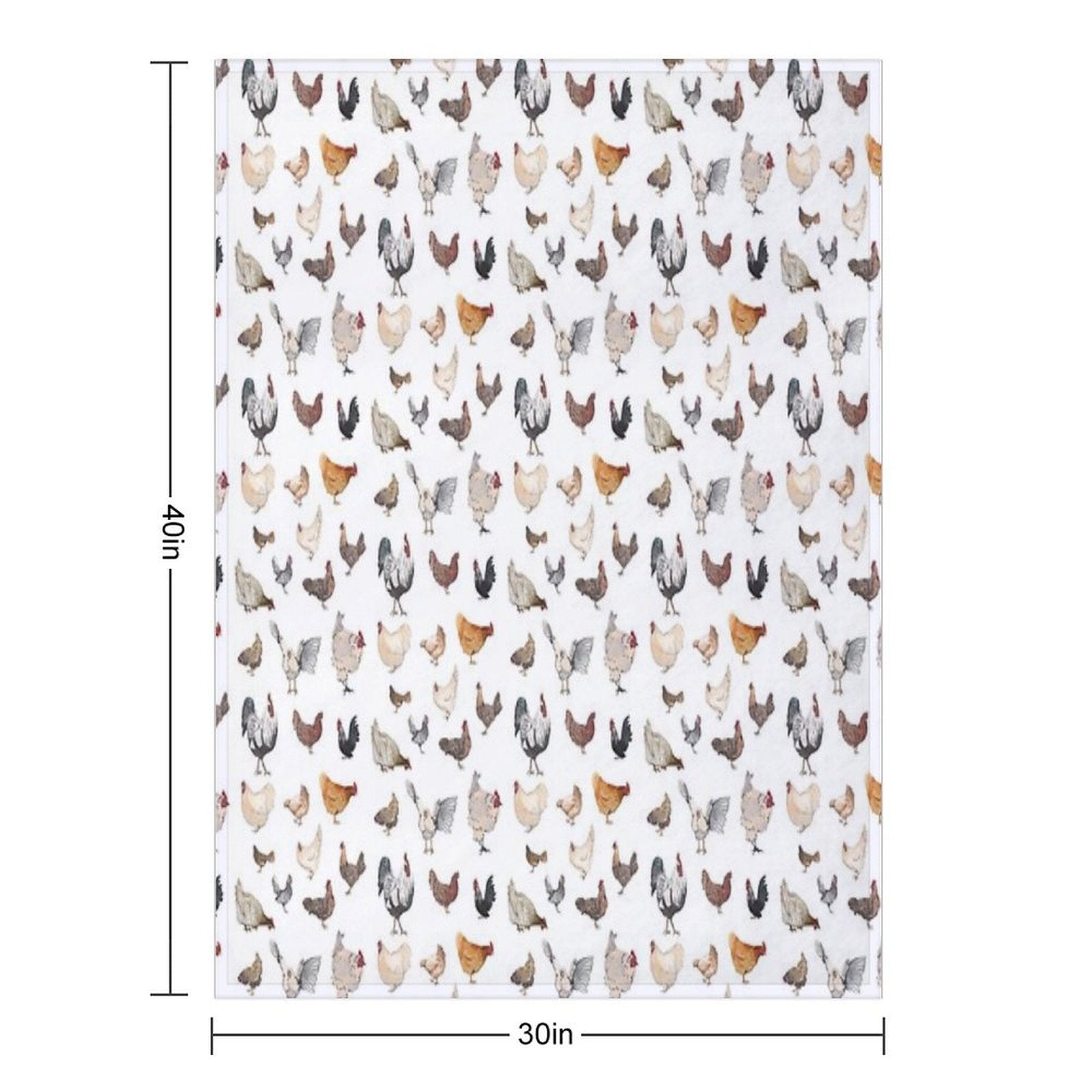 Chicken Happy Print on White Background Durable Throw Blanket