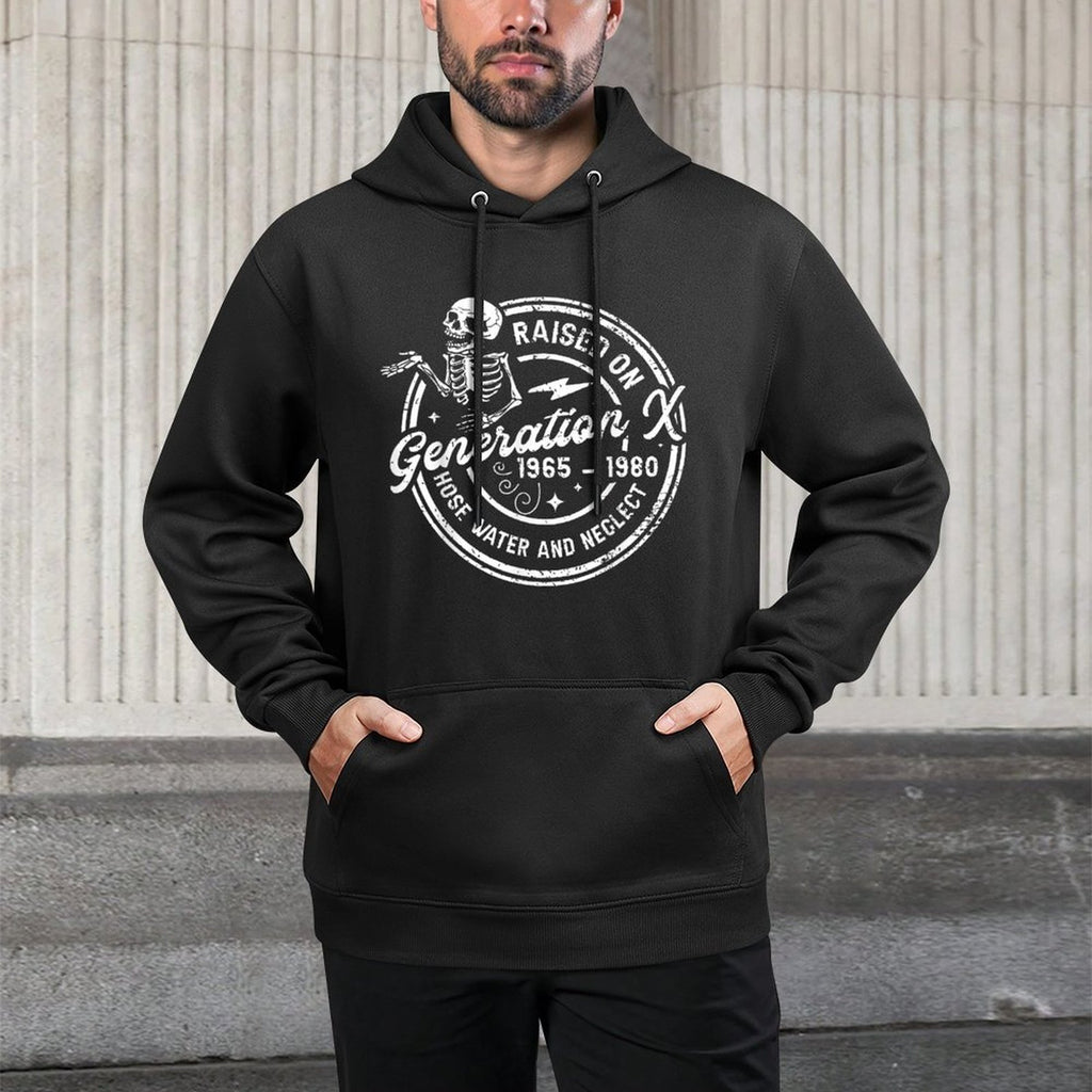 Funny Gen-X Raised On Hose Water And Neglect Humor Unisex Design Hoodie