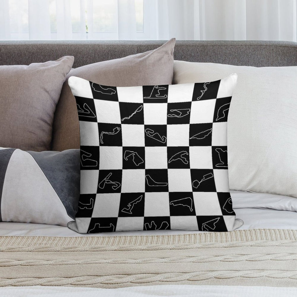 F1 Tracks 2025 Checkered Flag Soft Shrink-Resistant Throw Pillow