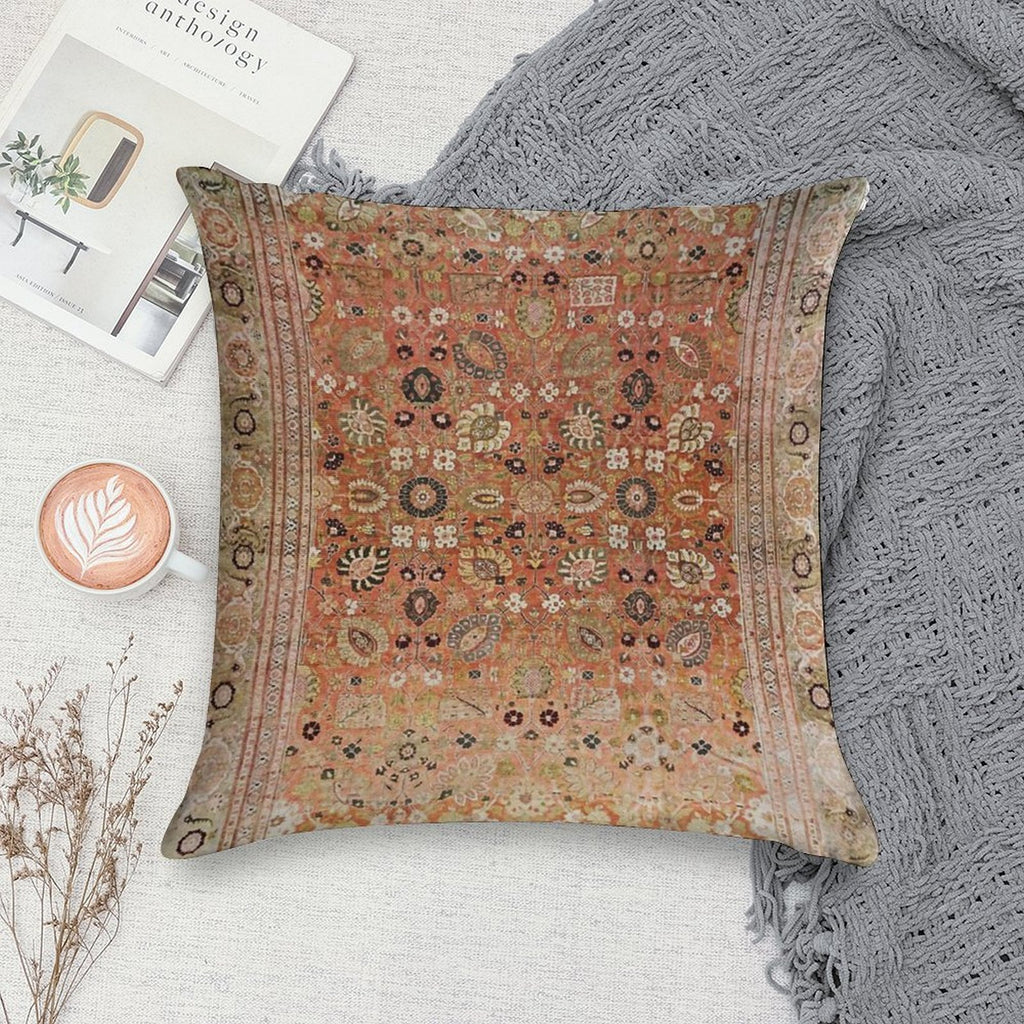 Antique Tabriz Persian Rug Print Soft Warmth Comfort Throw Pillow