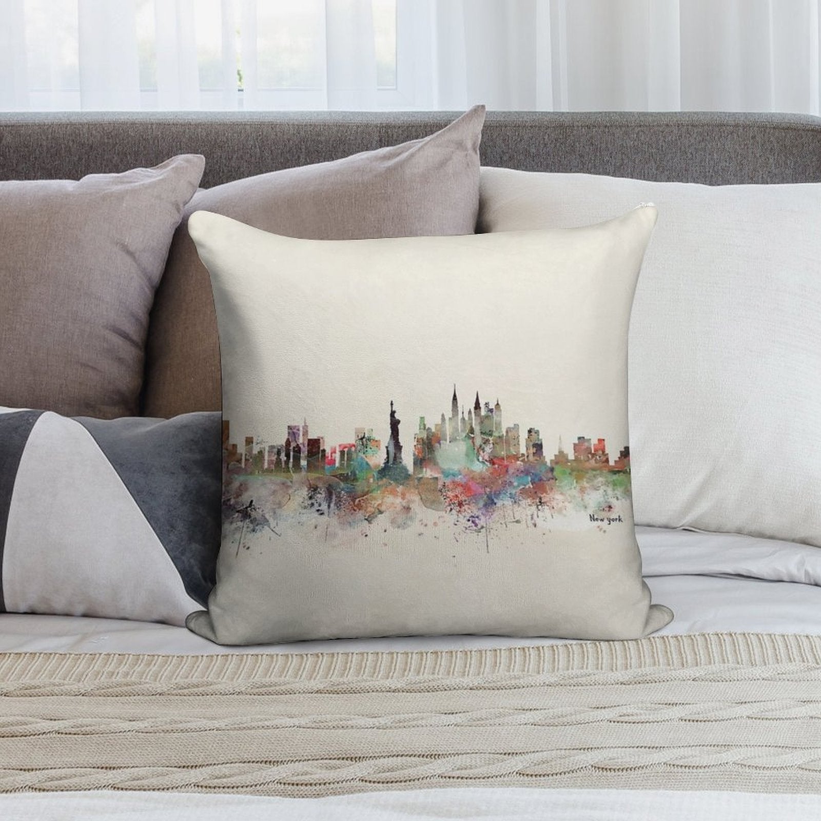 New York City Skyline Soft Luxury Feel Throw Pillow