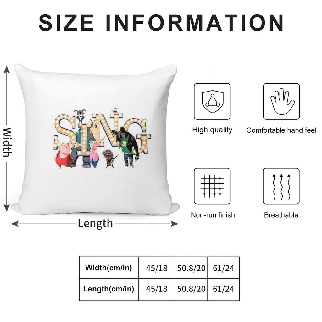 Sing Movie Picture Style Soft Home Decor Throw Pillow