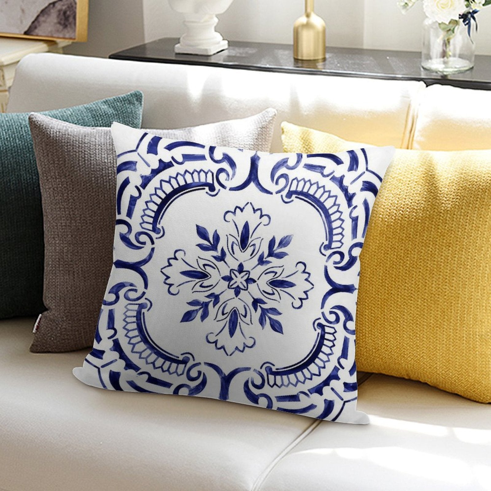 Portuguese Tile - Exclusive Design Soft Anti-Pilling Throw Pillow