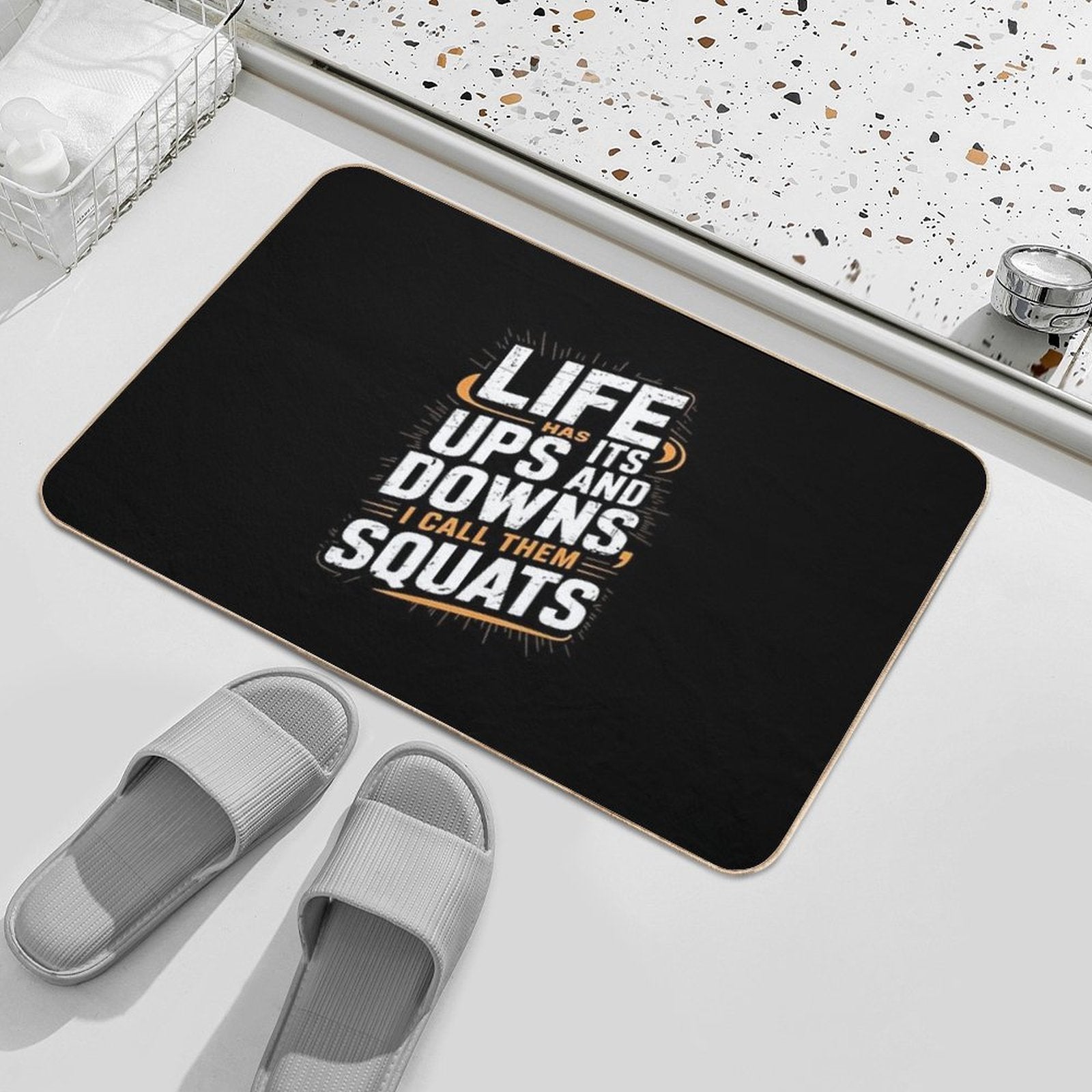 Fitness Gym Workout Weights Squat  Repositionable Bath Mat