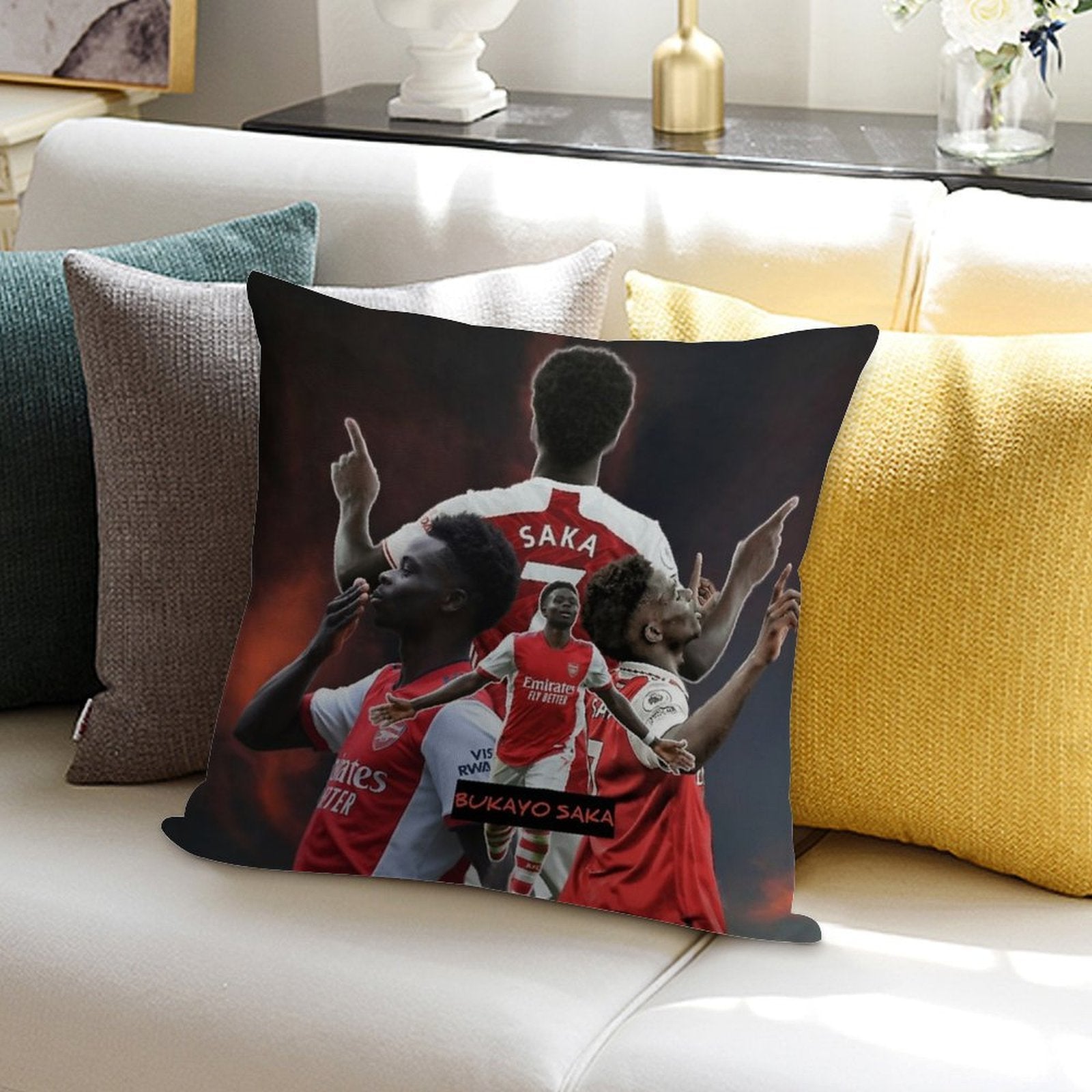 Bukayo Saka Art Throw Pillows Soft Ultra-Soft Texture Throw Pillow