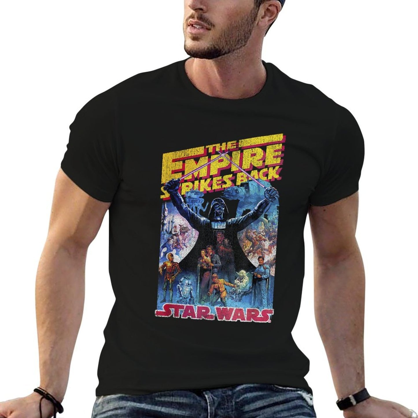 Star Wars Empire Strikes Back Retro Poster  High-quality Stitching T-Shirt
