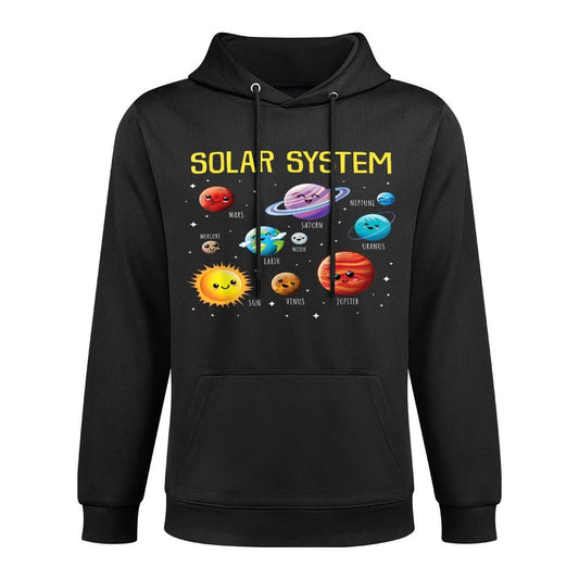 Solar System Colorful Space Planets Educational Kids Pilling-Resistant Hoodie