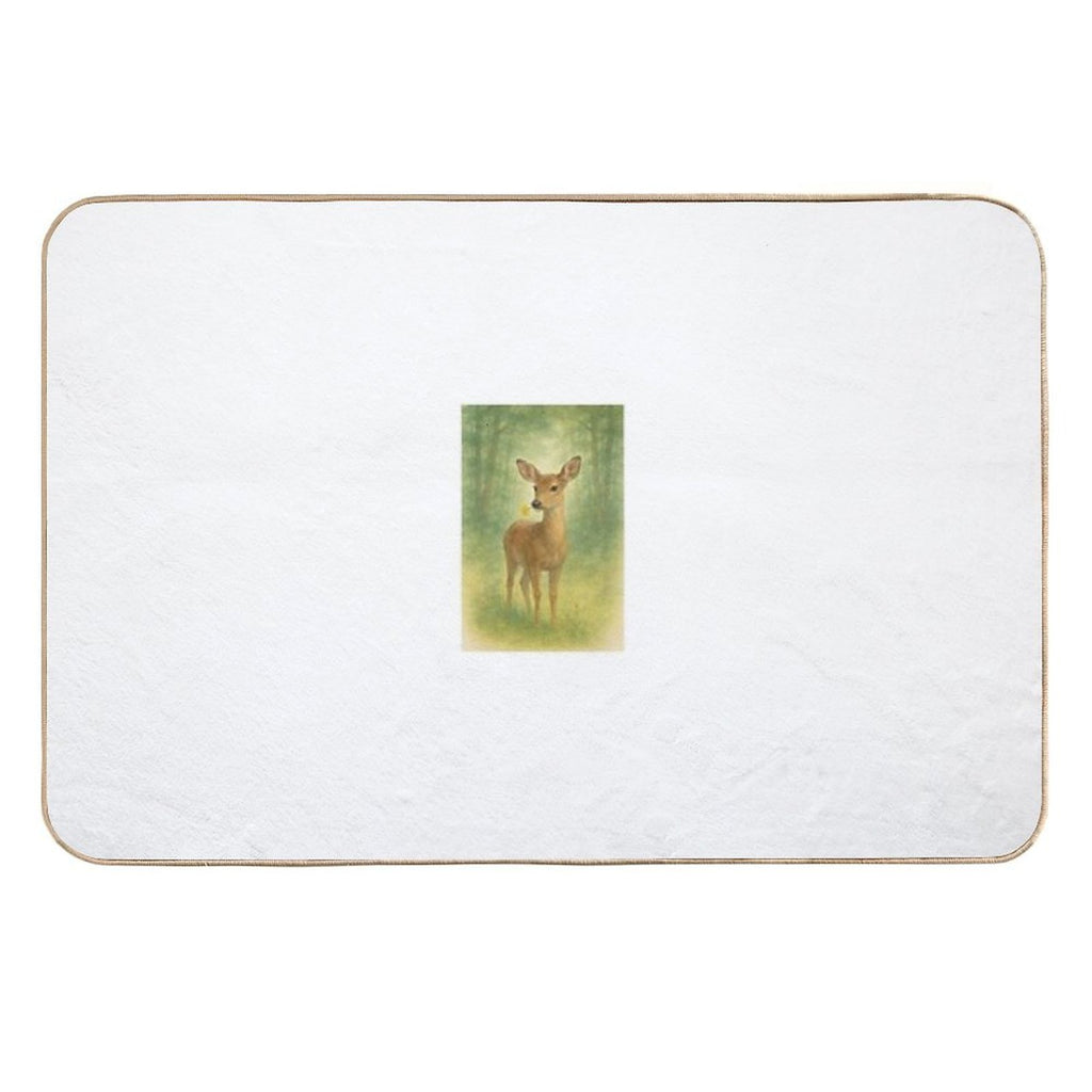 A Deer in The Forest with A Buttercup  Absorbent Bath Mat