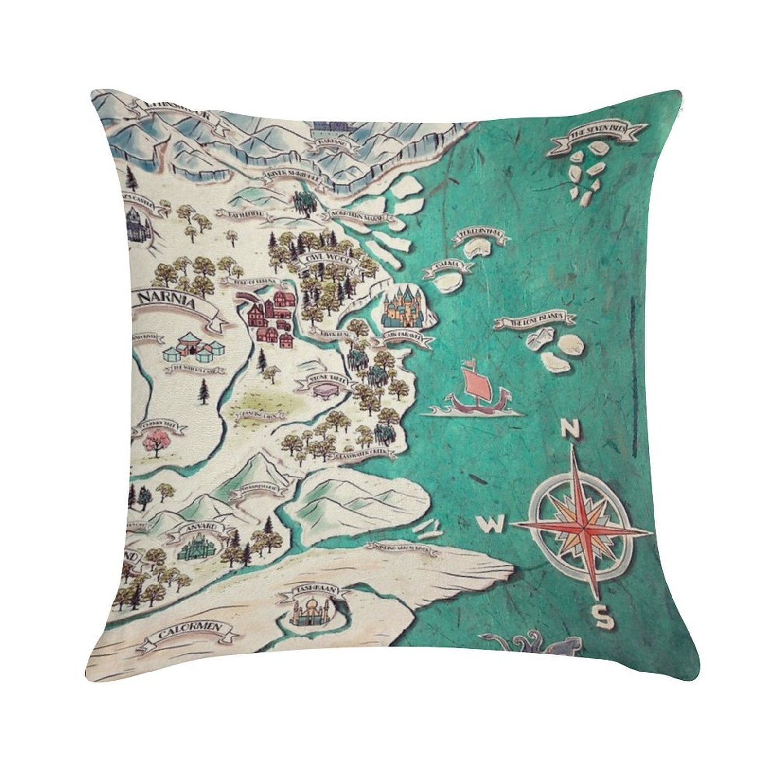 Map of Narnia Soft Fade-Resistant Throw Pillow