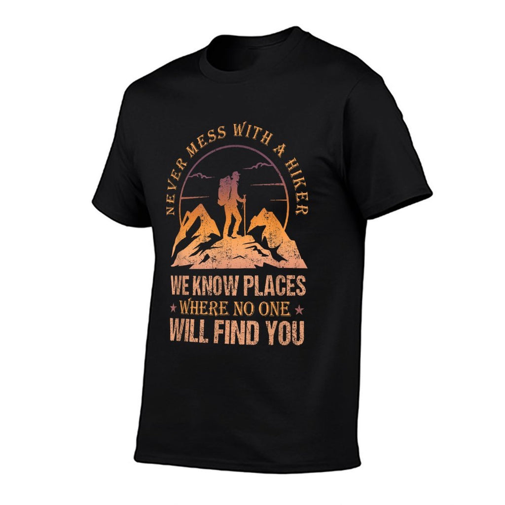 Funny Never Mess With A Hiker Outdoors Hiking Hikers Retro  Polyester Blend T-Shirt