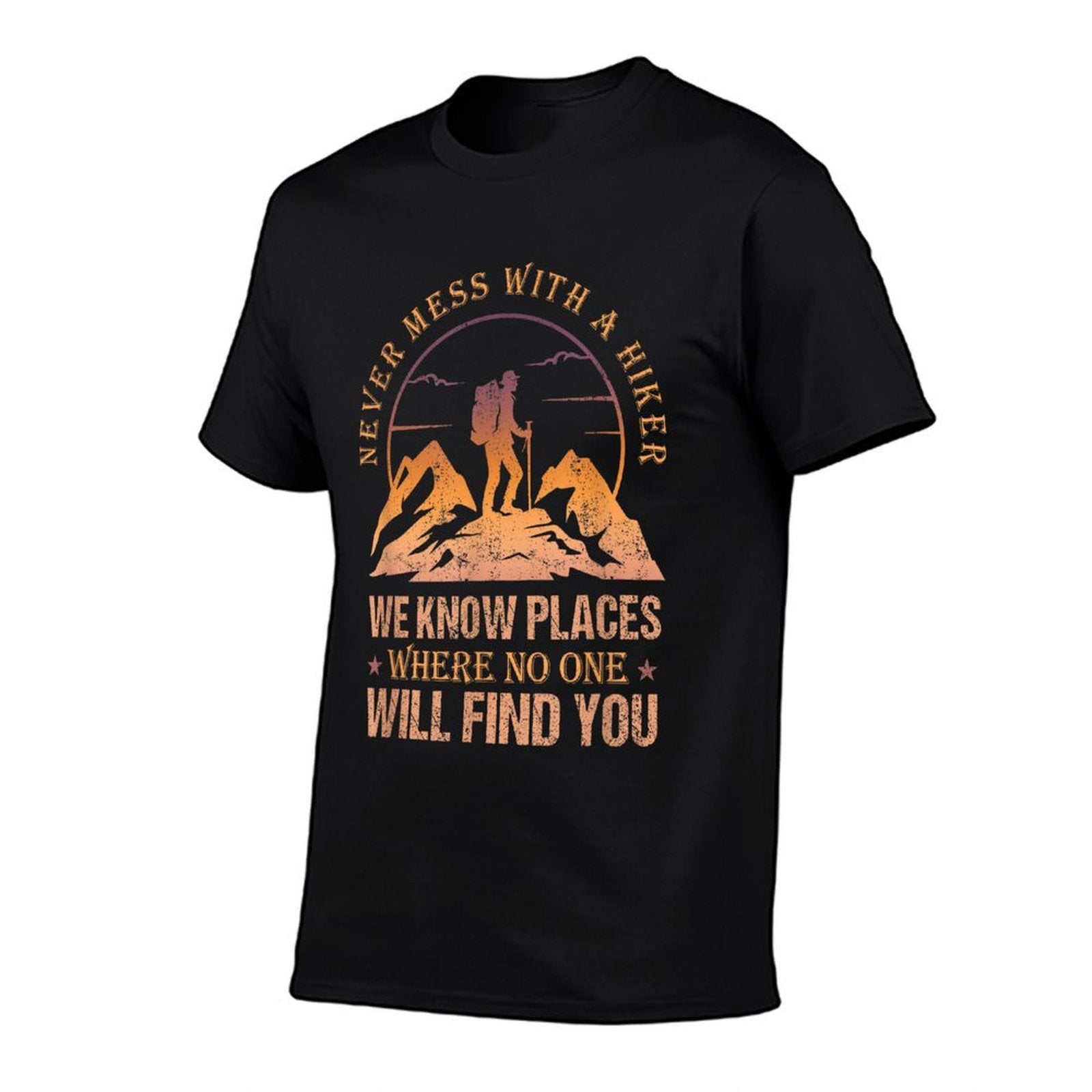 Funny Never Mess With A Hiker Outdoors Hiking Hikers Retro  Polyester Blend T-Shirt