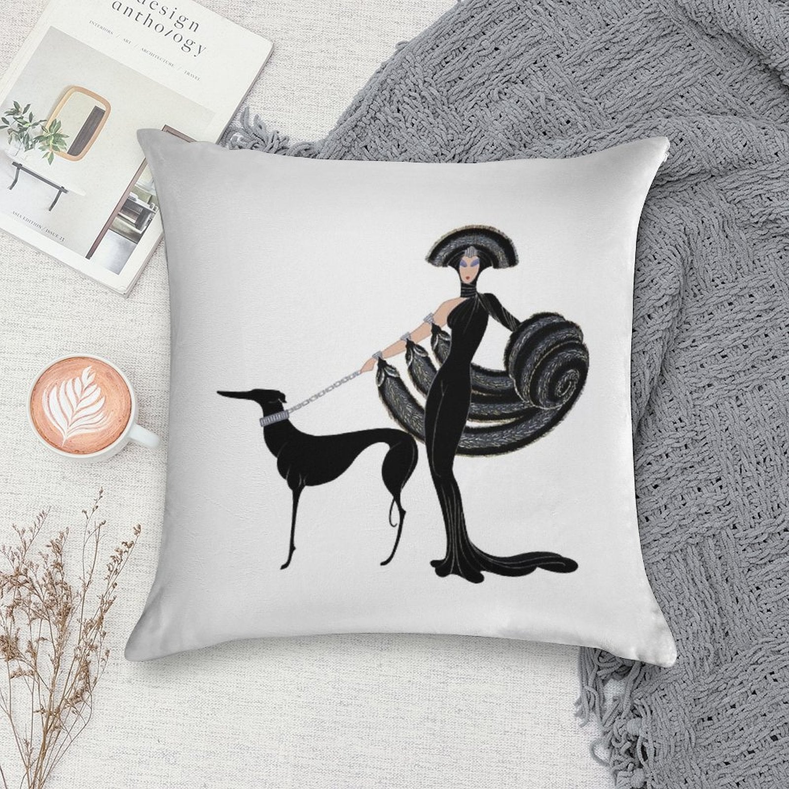 Art Deco Era Haute Couture Fashion Illustration Soft Warmth Comfort Throw Pillow