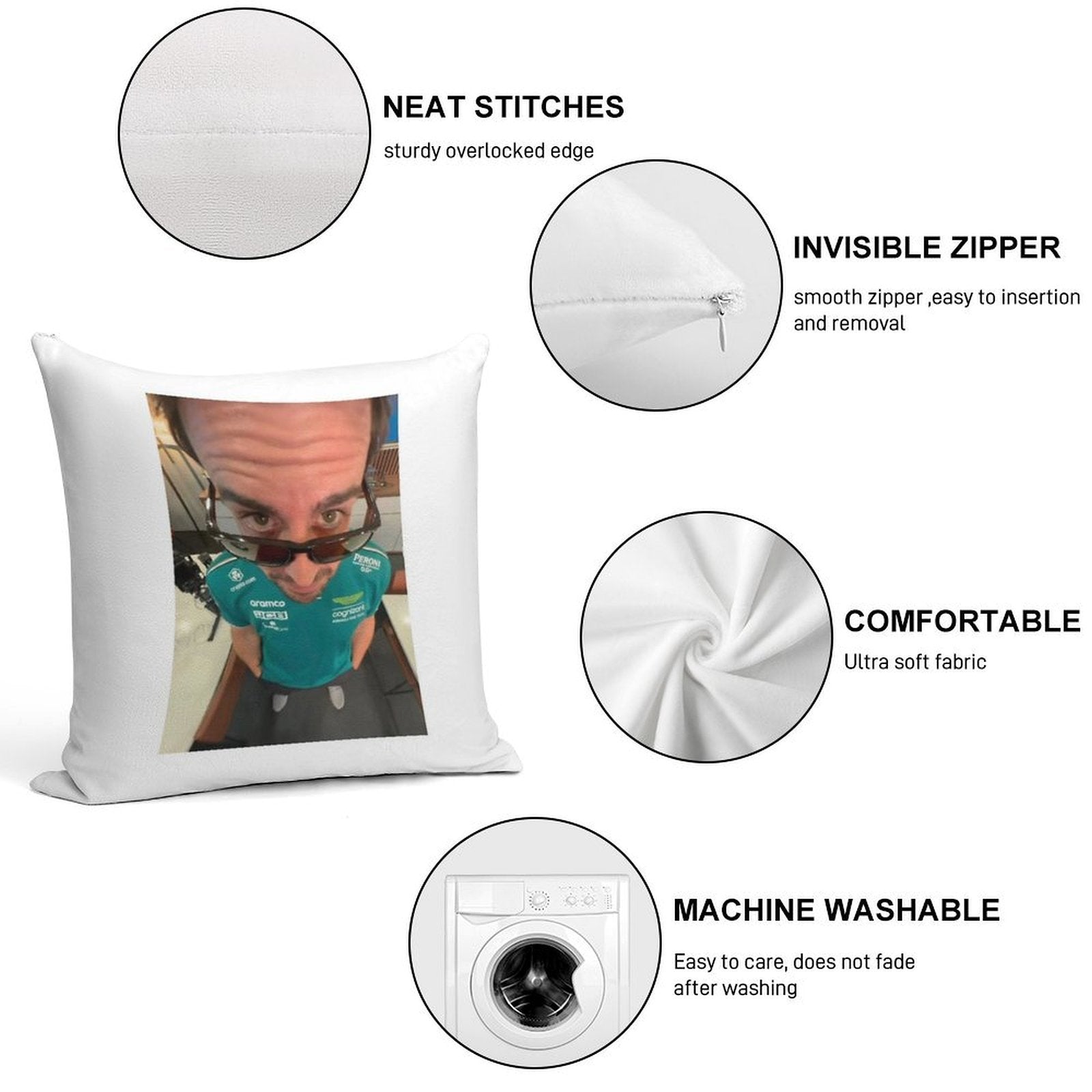 Fernando Alonso Soft Gift Ready Throw Pillow