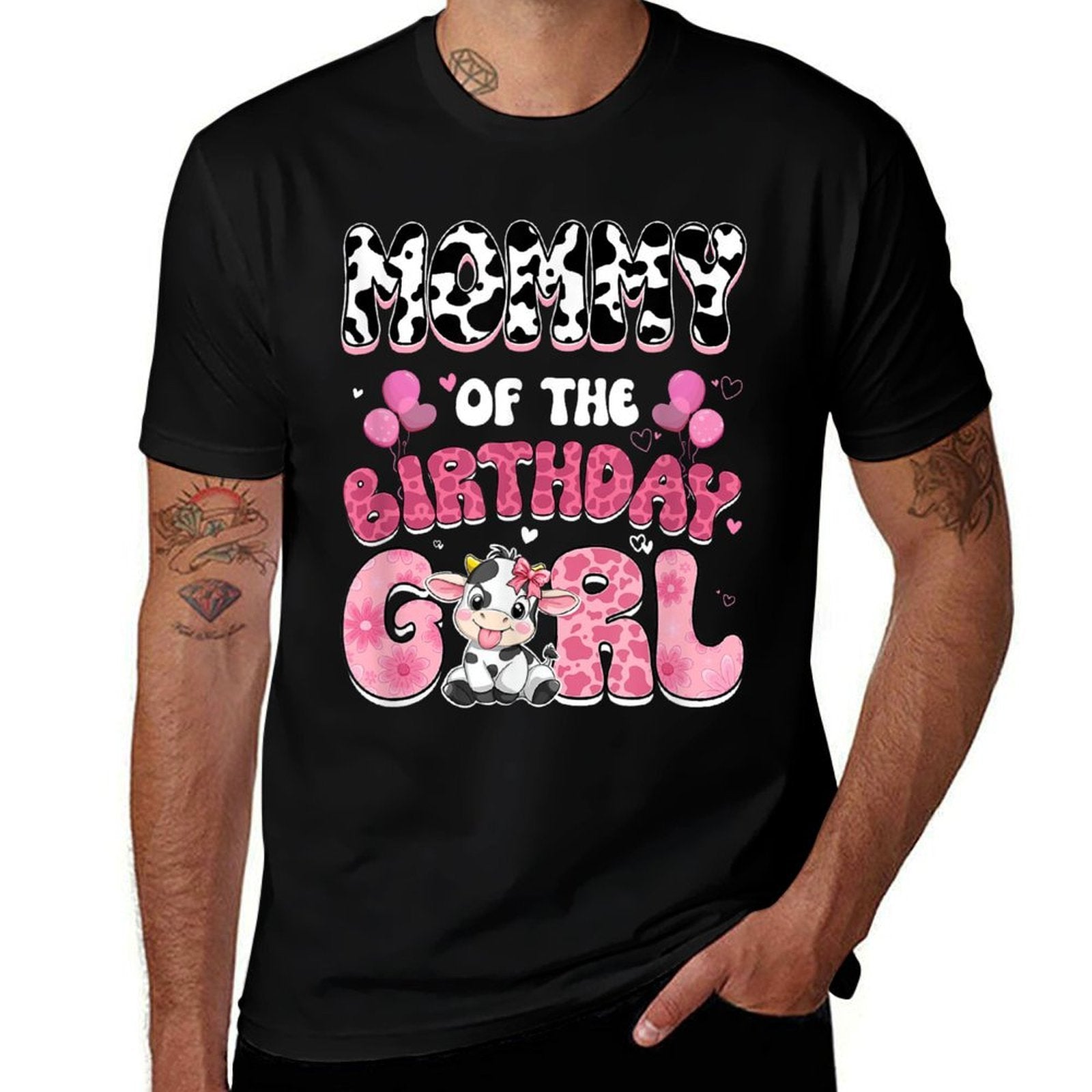 Mommy Of The Birthday Girl Cow Farm Family 1St Birthday  Graphic-printed T-Shirt