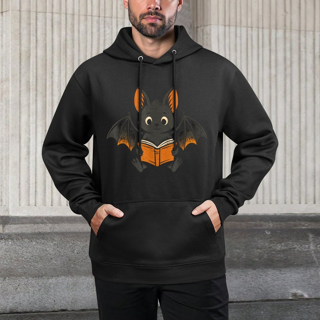 Bat Reading Book Adjustable Hood Hoodie