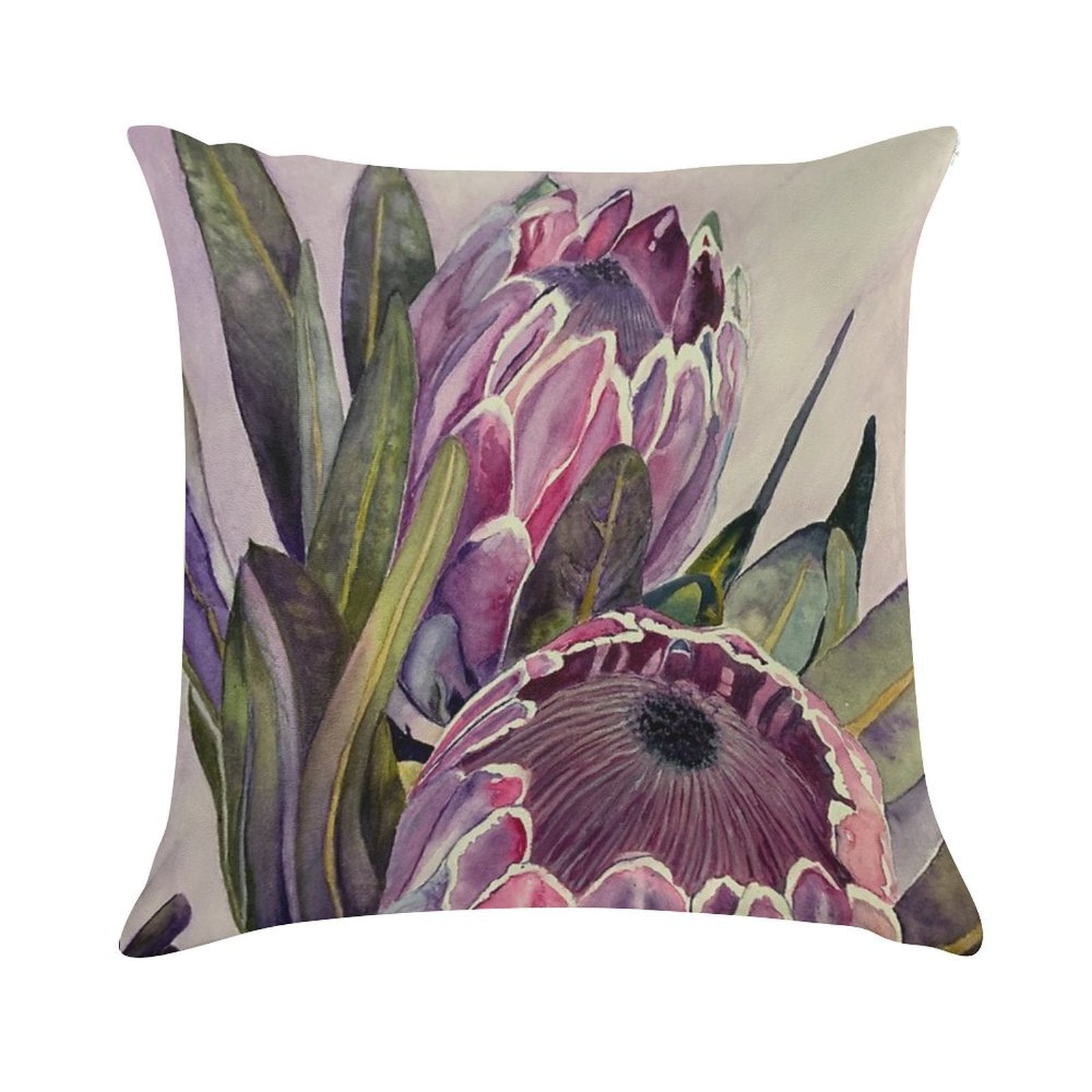Protea Flower Watercolour Soft Gift Ready Throw Pillow