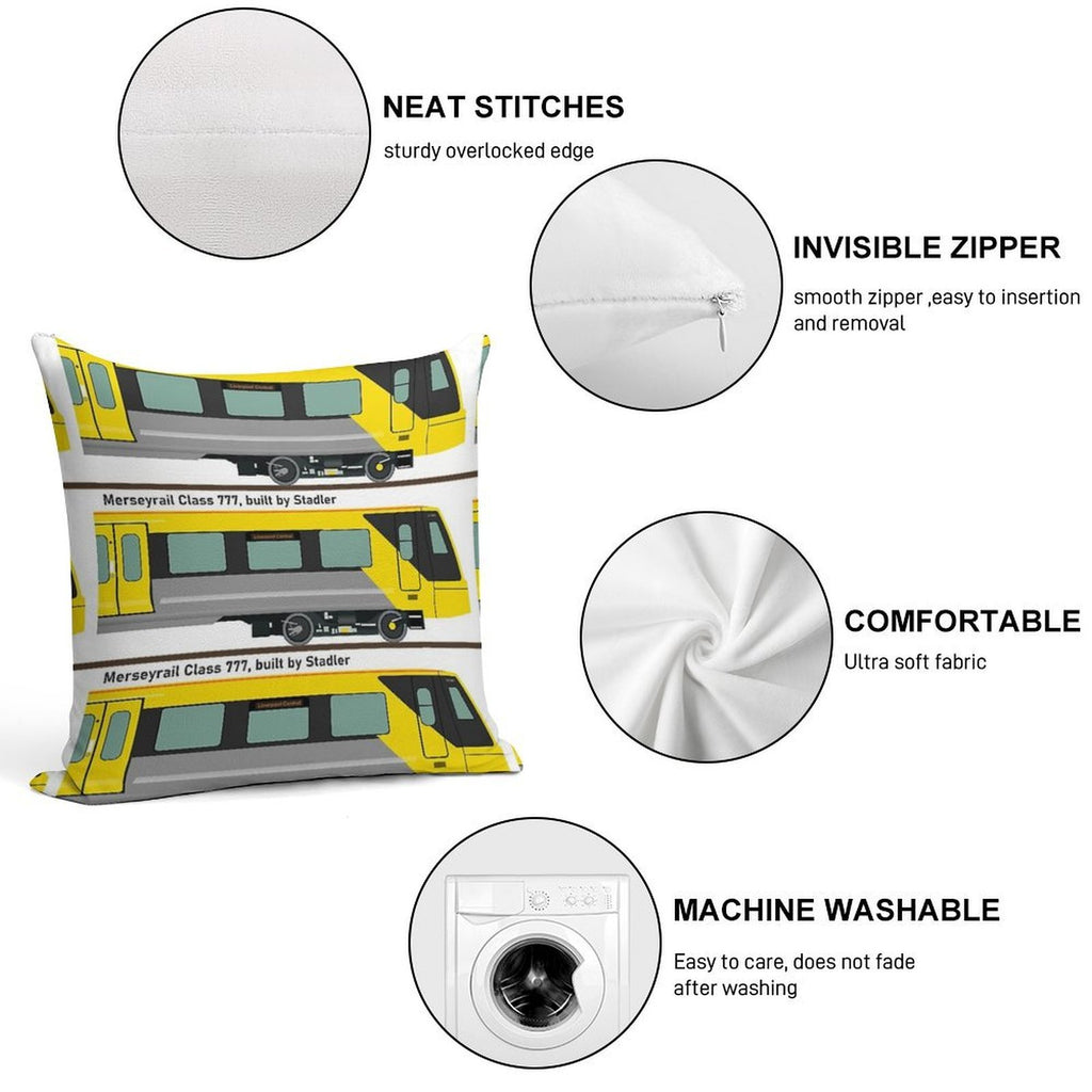 Merseyrail Class 777 Profile Soft Shrink-Resistant Throw Pillow