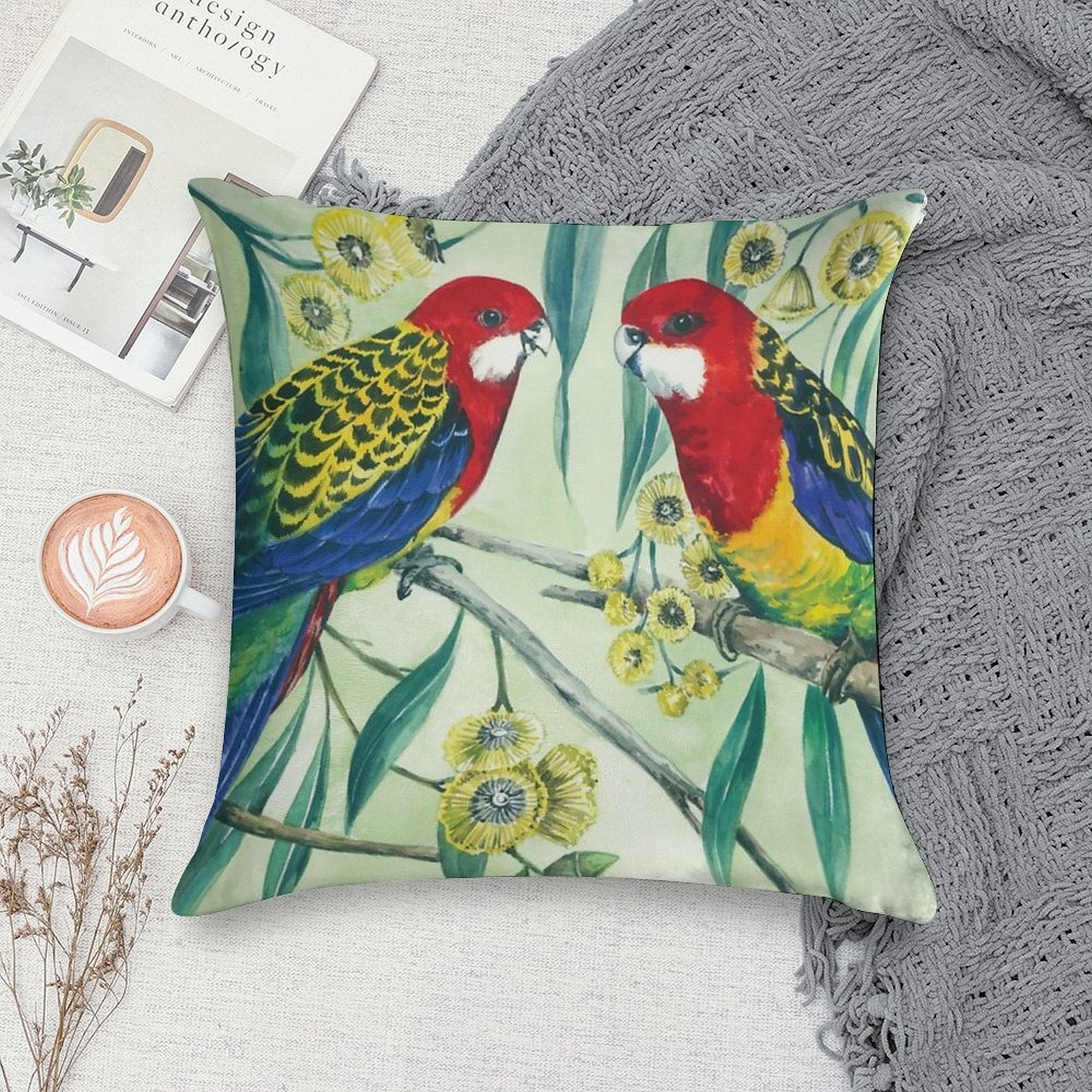Eastern Rosella Soft Warmth Comfort Throw Pillow