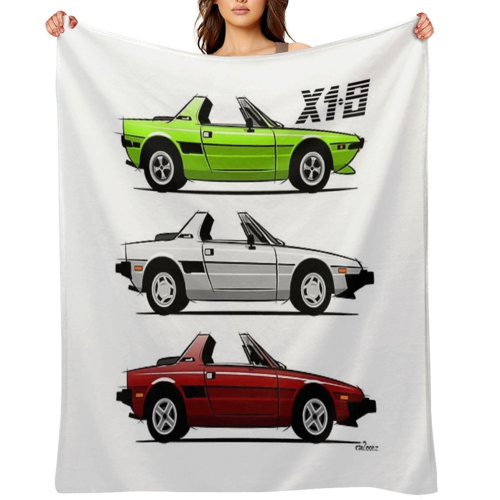 Fiat X19 with Open Roof Wrinkle-free Throw Blanket