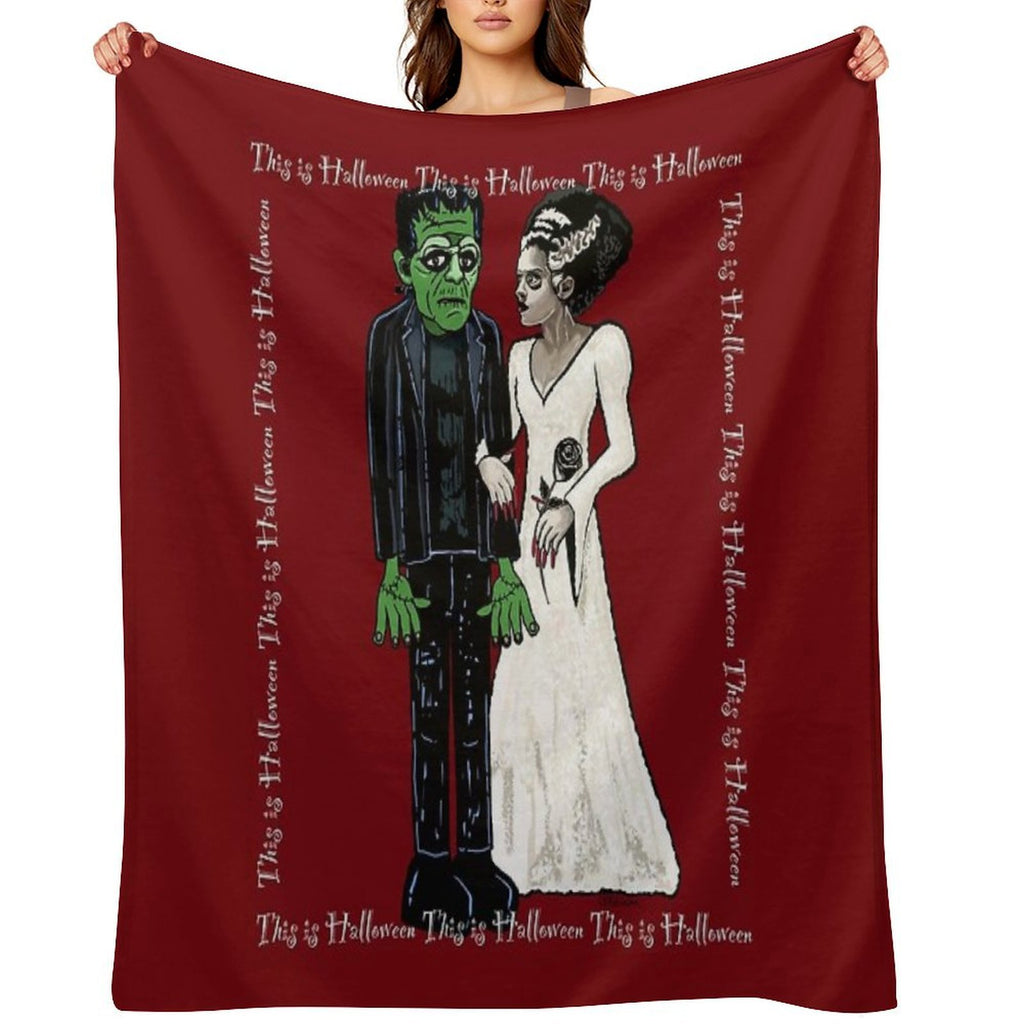 Frankenstein & His Lovely Bride Premium Throw Blanket