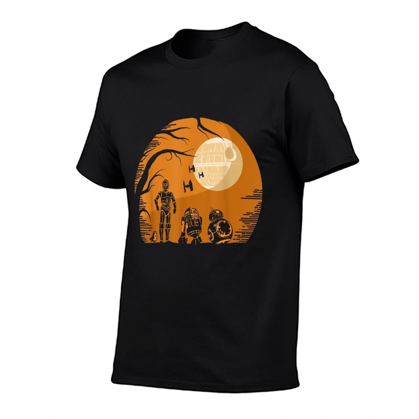 Star Wars Droids Halloween Orange Hue Death Star Portrait  Trendy Pattern T-Shirt