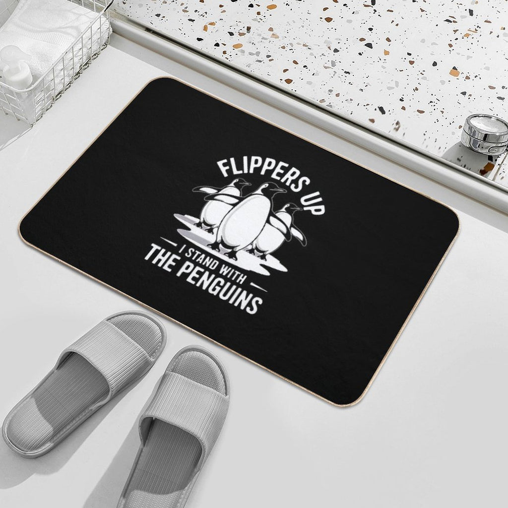 Penguin Resist Shirt Penguins Protest  Dirt-Trapping Bath Mat