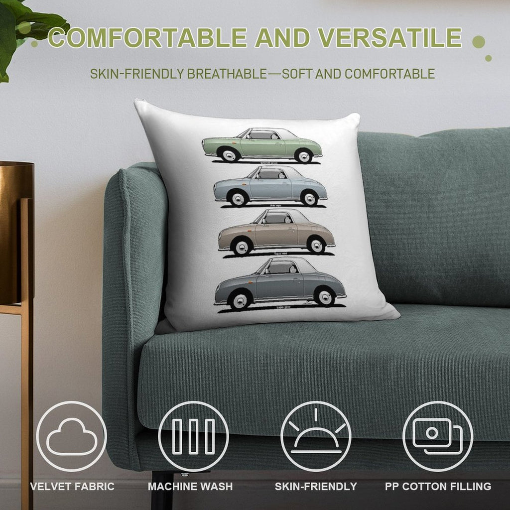 Nissan Figaro Side View Soft Gift Ready Throw Pillow