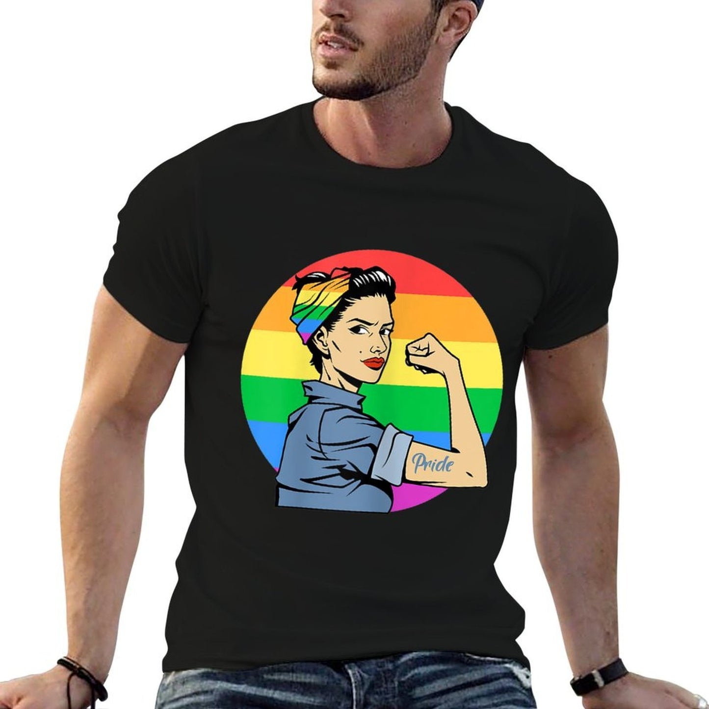 Womens LGBT Gay Lesbian Pride Feminist Rainbow Support  Versatile T-Shirt