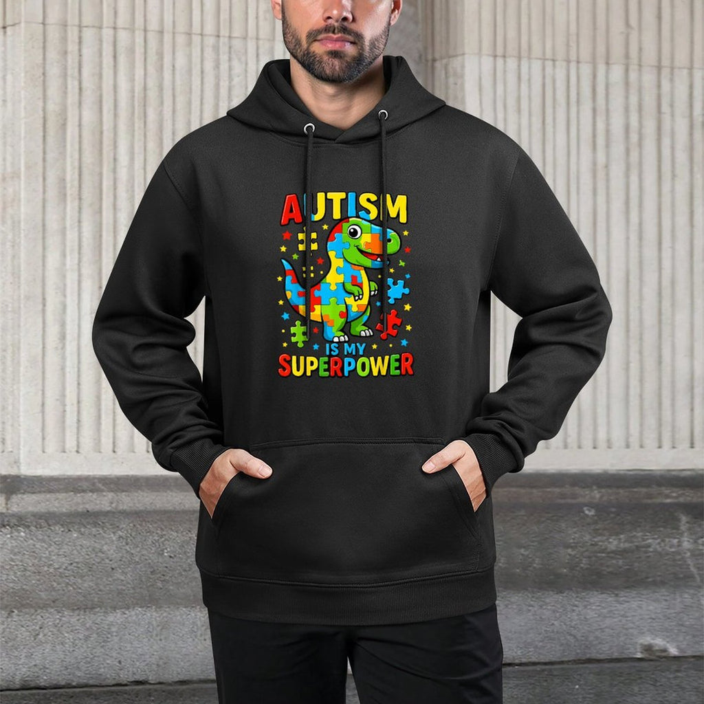 Autism Is My Superpower Autism Awareness T-Rex Dino Shape Retention Hoodie