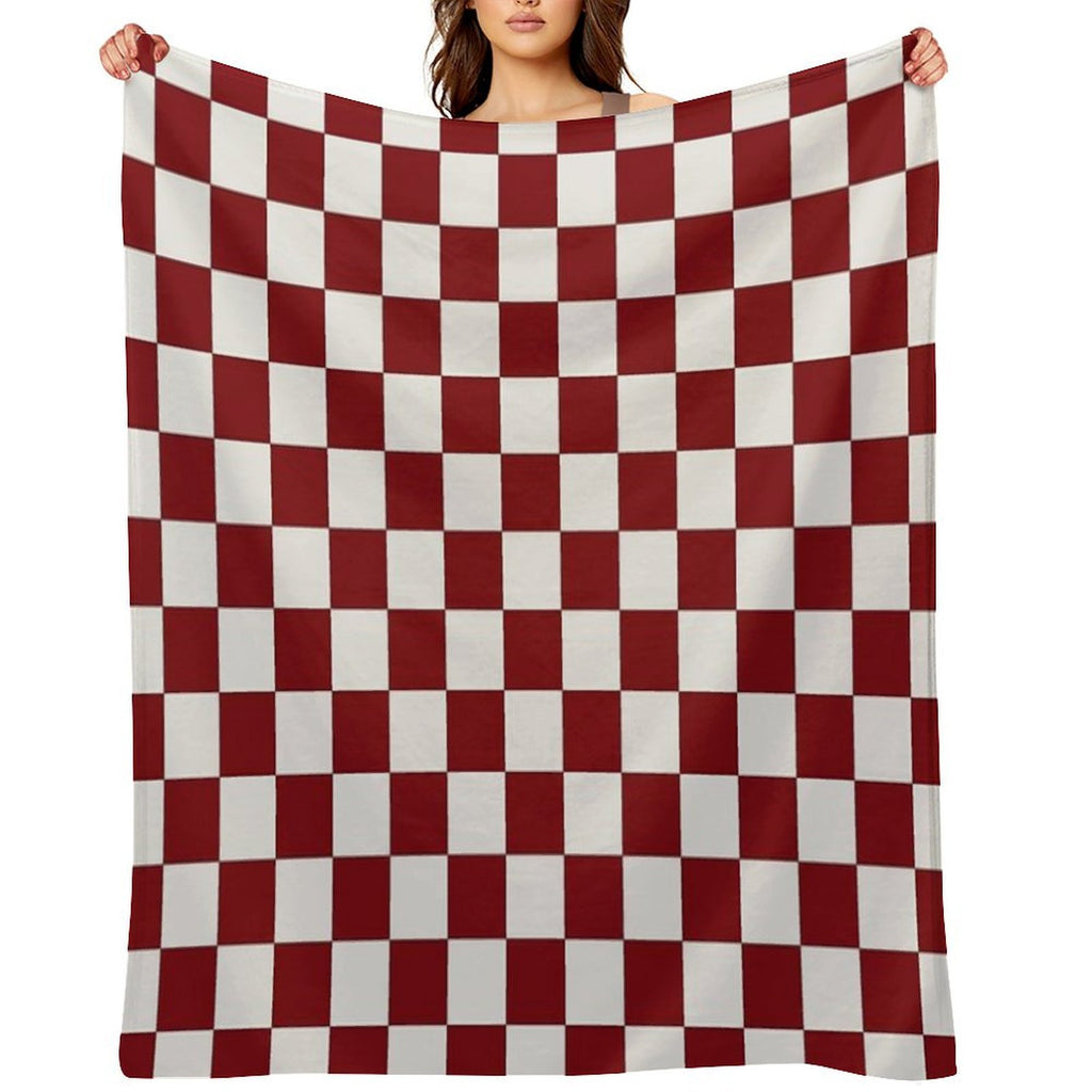 Checkerboard Cherry & Cream Machine-washable Throw Blanket