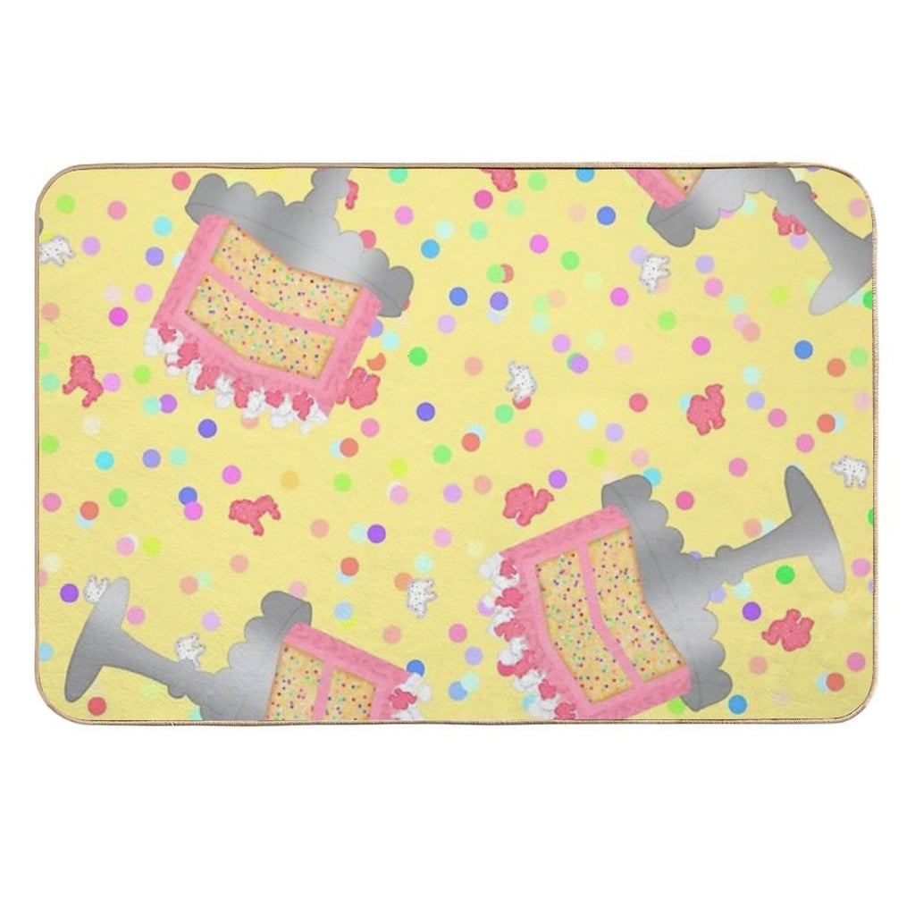 Frosted Animal Cookie Crackers Confetti Birthday Cake Sprinkles Yellow  Rapid-Drying Bath Mat