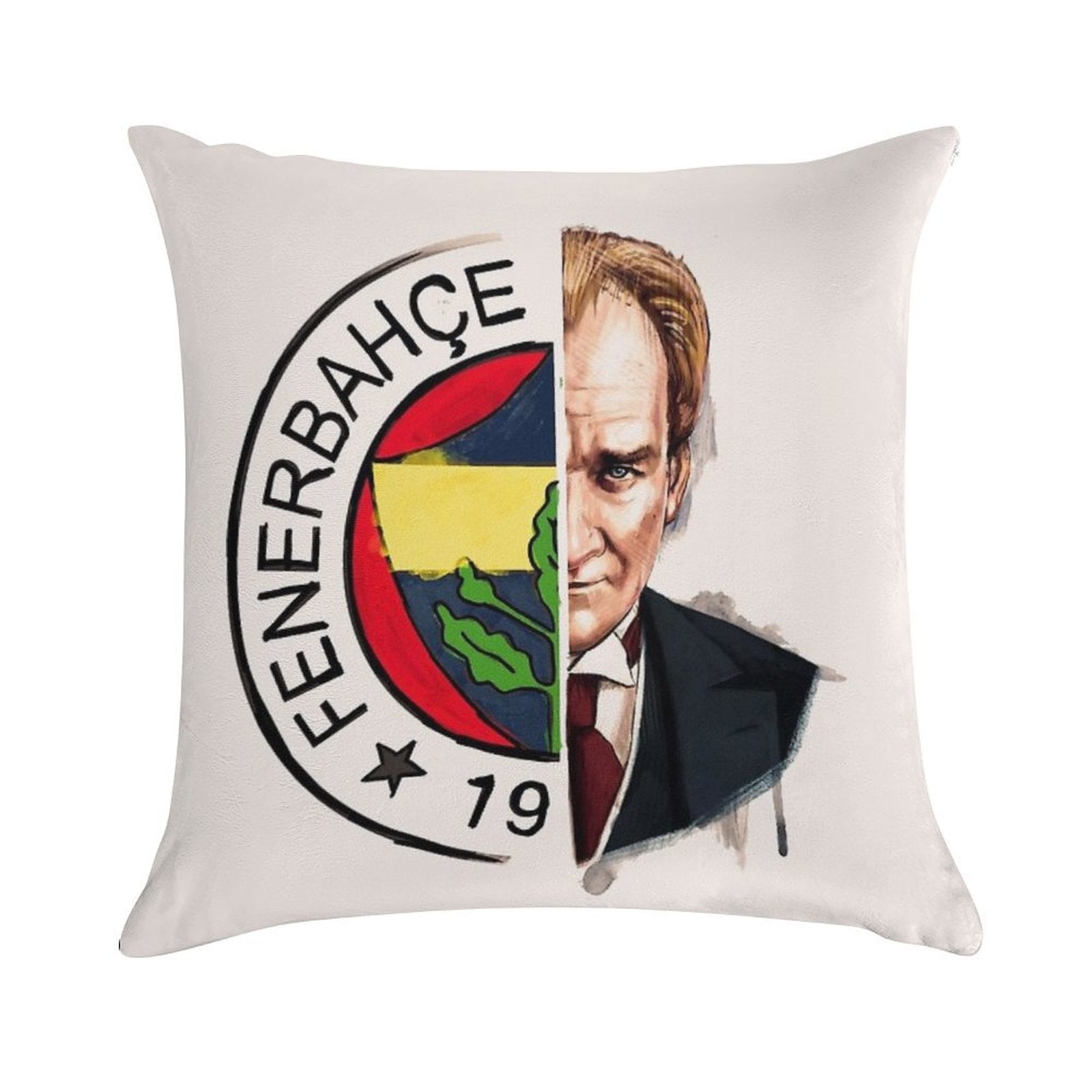 Fenerbahçe Ataturk Soft Short Plush Fabric Throw Pillow