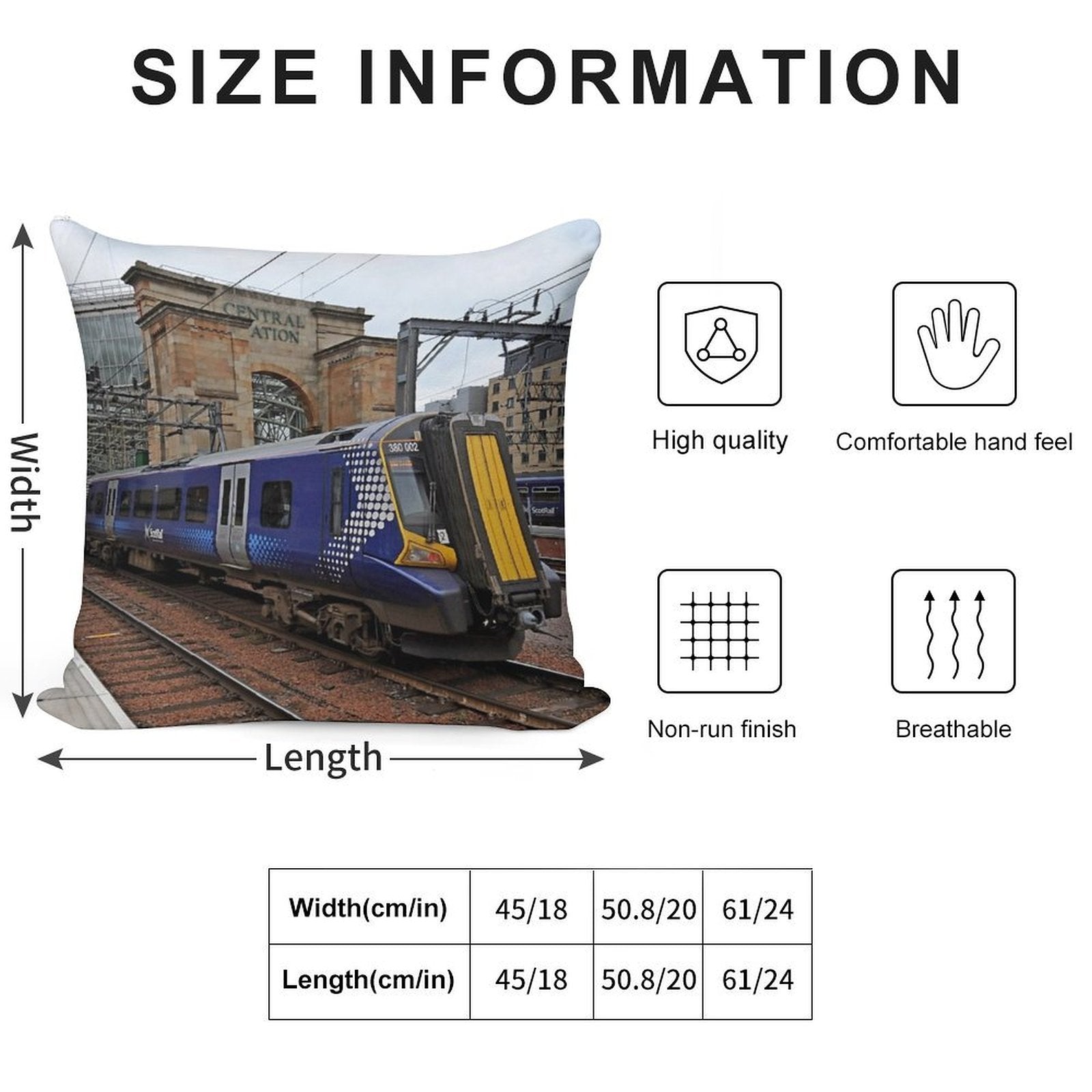 Scotrail Class 380 at Glasgow Central Soft Easy Maintenance Throw Pillow