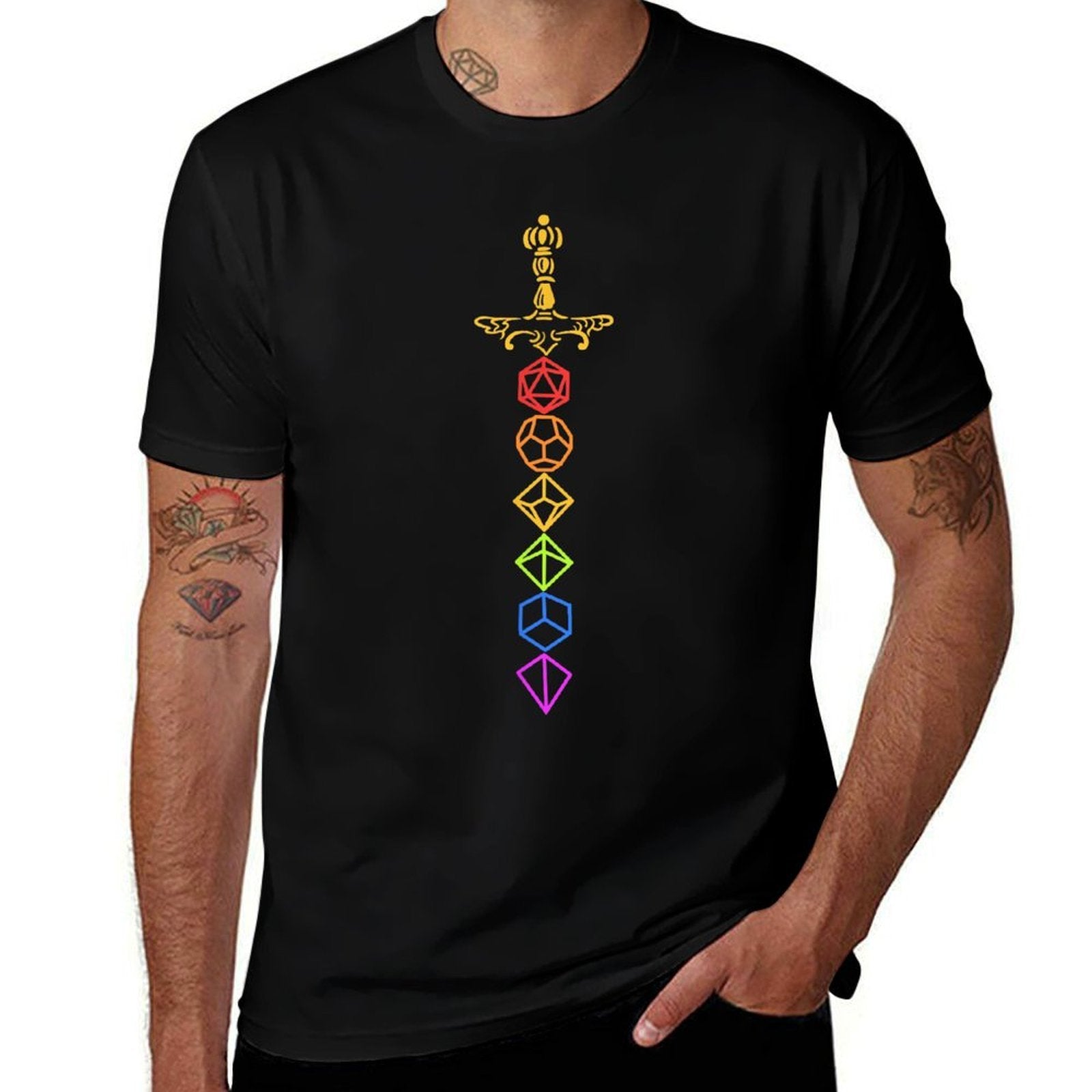 Nerdy Dice Set Collector Sword LGBT Pride D20  Soft T-Shirt