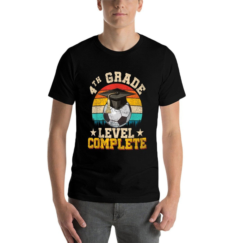 4th Grade Level Complete Soccer Boy Girl Last Day Of School  Fade-proof Color T-Shirt