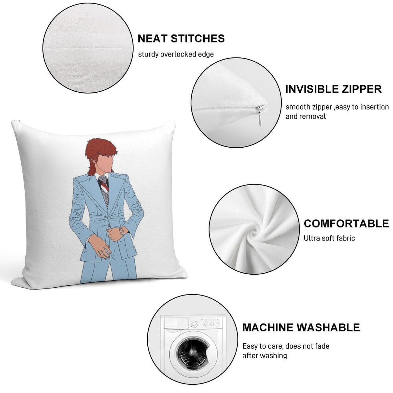 Bowie Soft Anti-Pilling Throw Pillow
