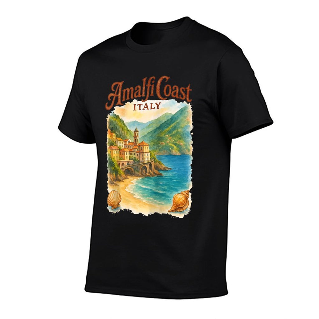 Amalfi Coast Italy Shelling Beach Vacation Traveller Raglan Baseball  Polyester Blend T-Shirt