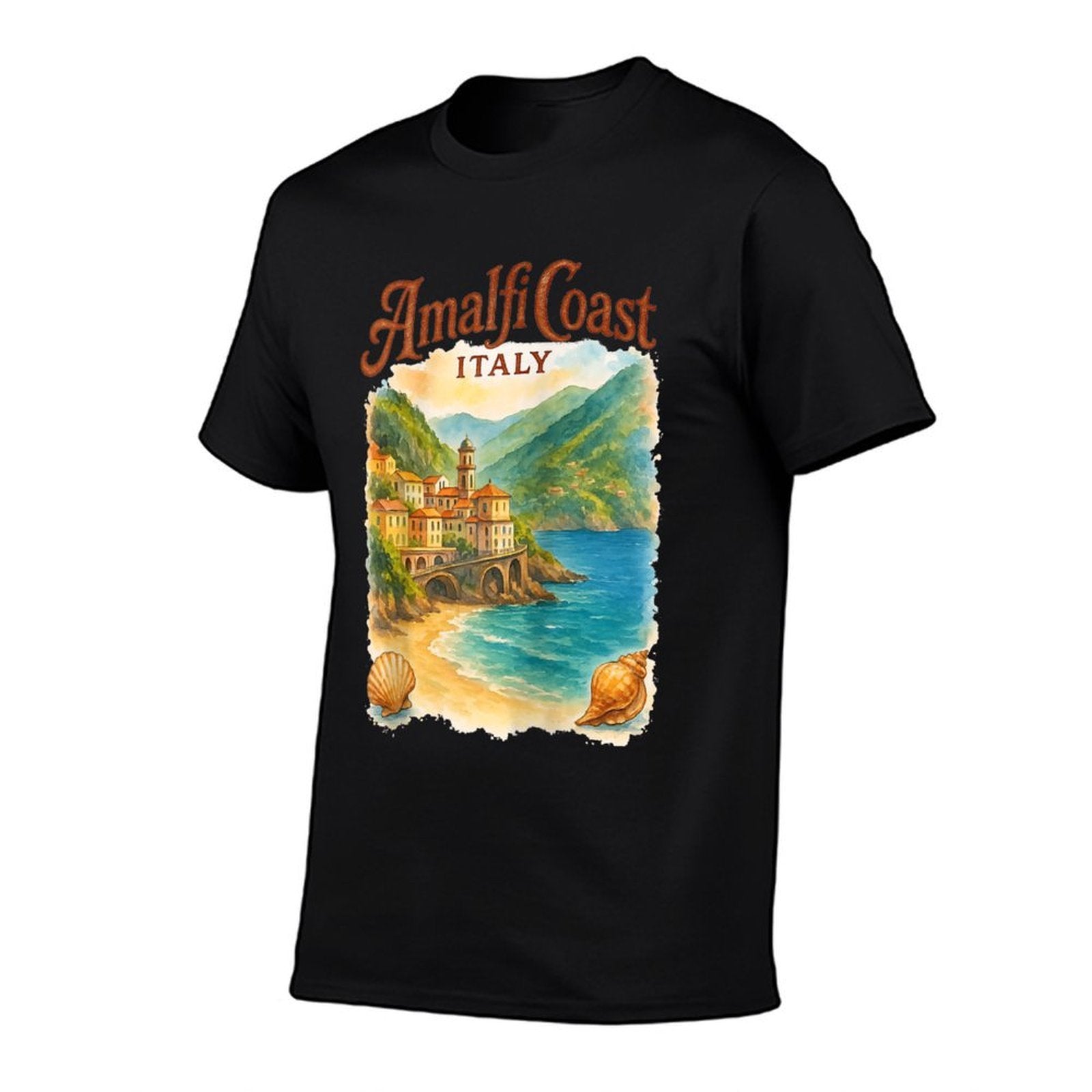 Amalfi Coast Italy Shelling Beach Vacation Traveller Raglan Baseball  Polyester Blend T-Shirt