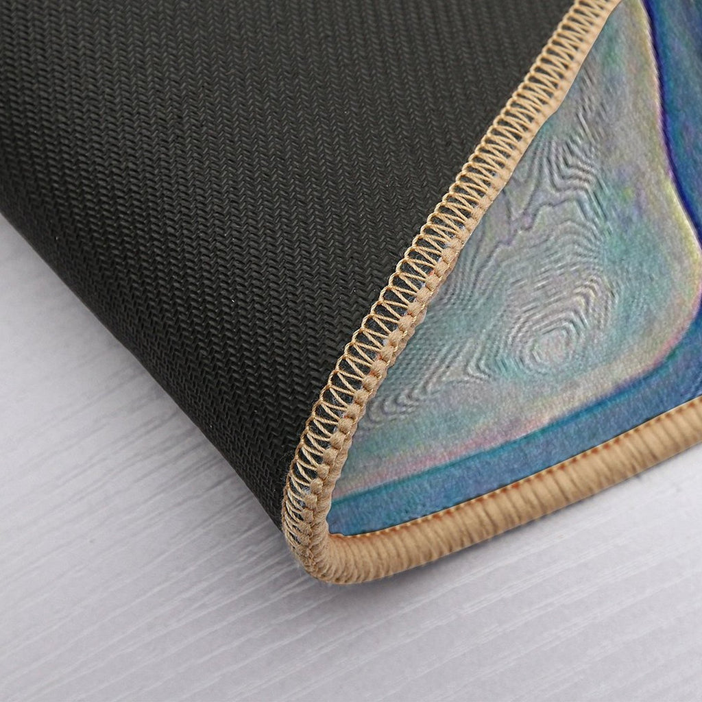 4 Bright Leaf Shapes, with Line Texture, Background Blue  Toxin-Free Bath Mat