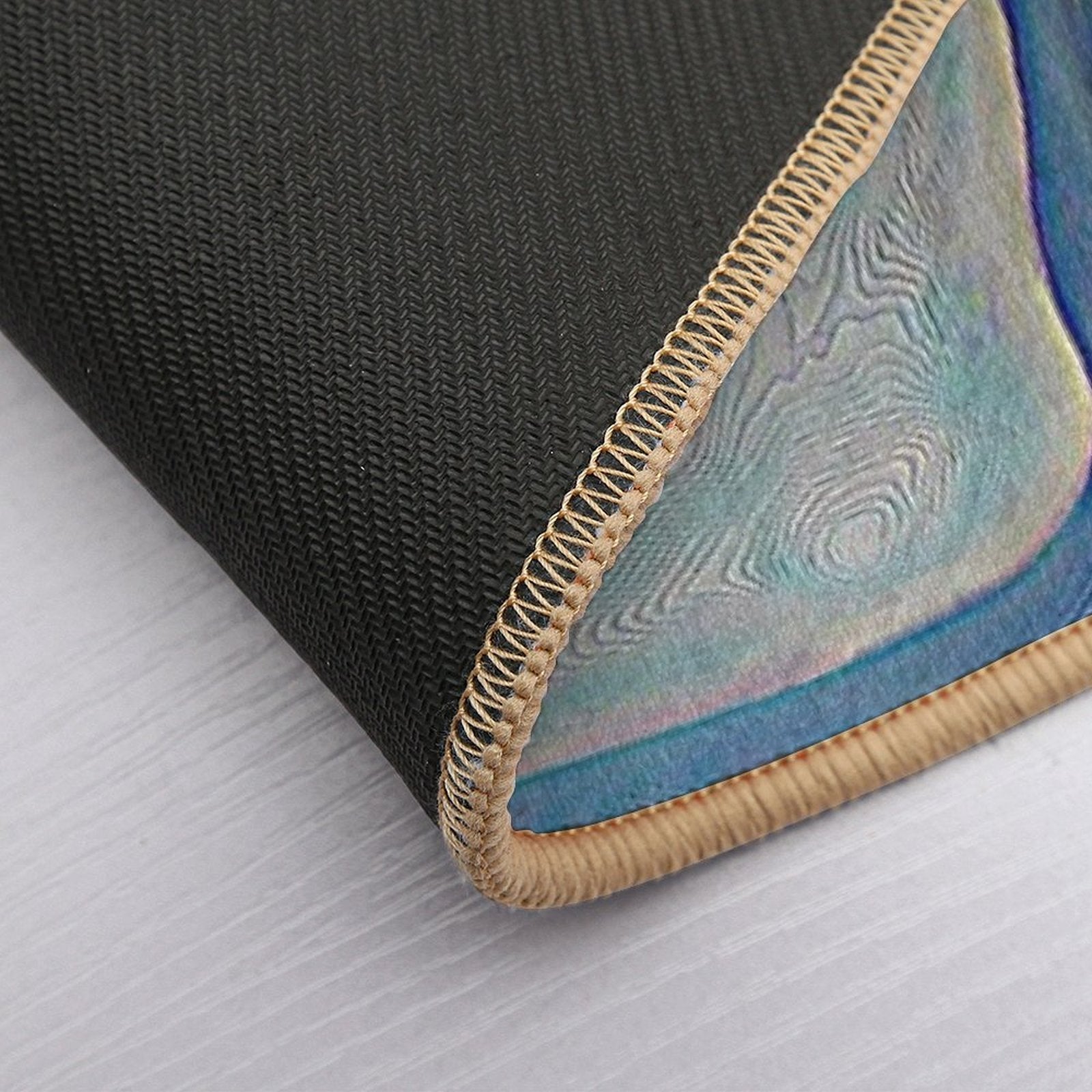 4 Bright Leaf Shapes, with Line Texture, Background Blue  Toxin-Free Bath Mat